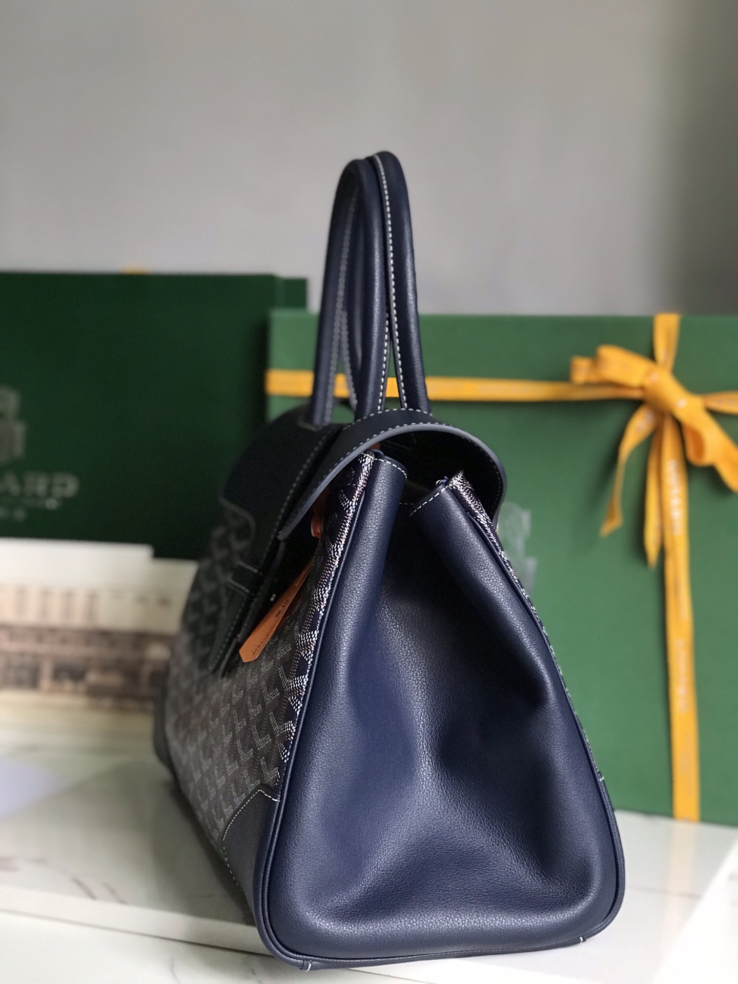 Goyard Saigon Tote Navy Blue Goyardine Canvas …