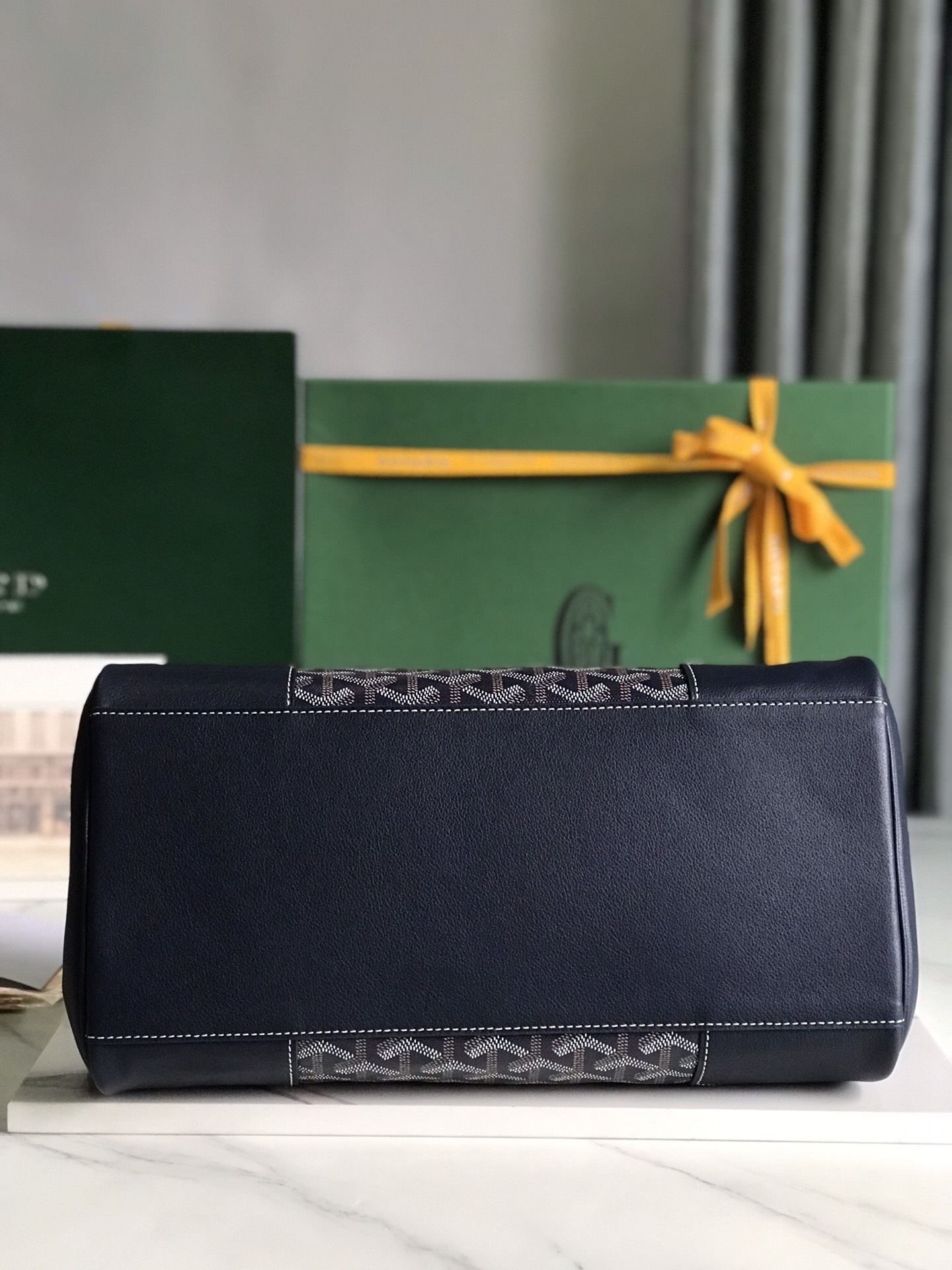 Goyard Saigon Tote Navy Blue Goyardine Canvas …