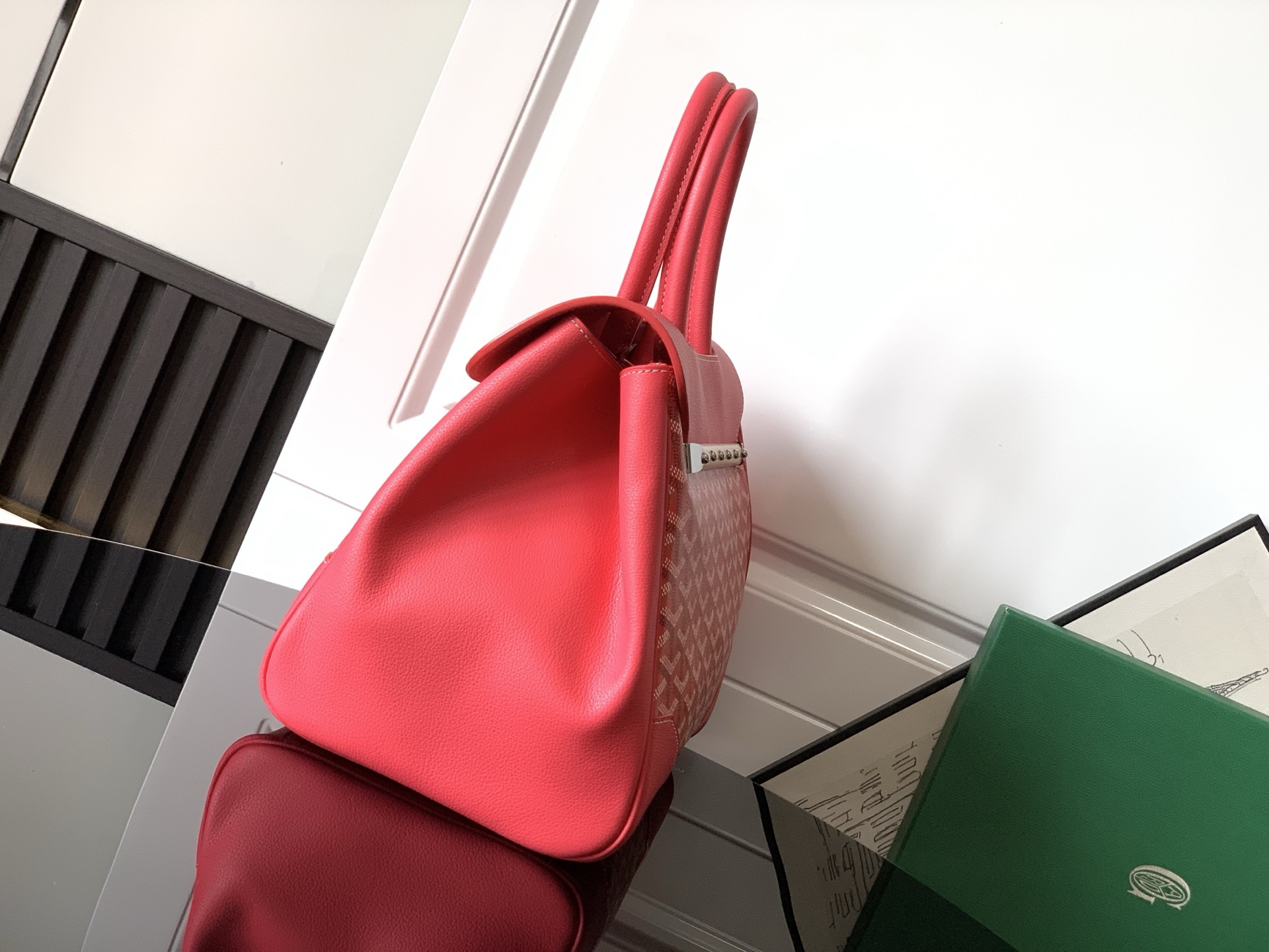 Goyard Saigon Tote Red Goyardine Canvas Palladium