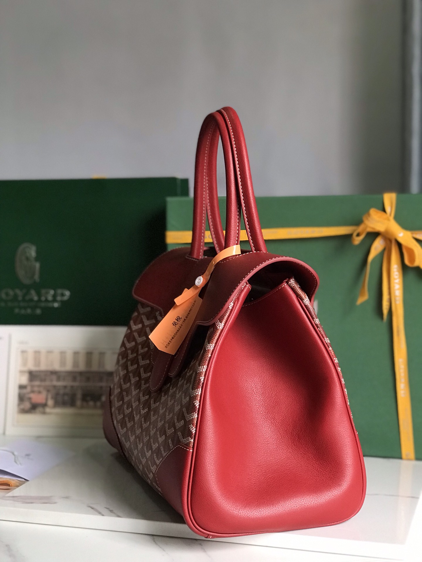 Goyard Saigon Tote Red Goyardine Canvas Palladium Hardware
