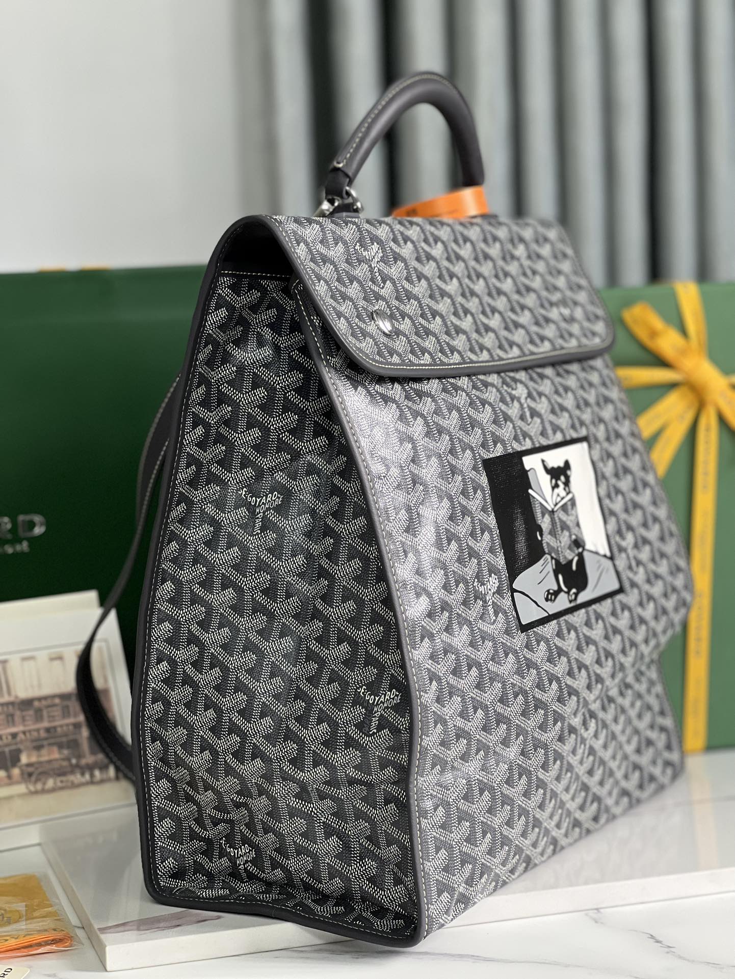 Goyard Saint Leger backpack with bulldog print canvas black