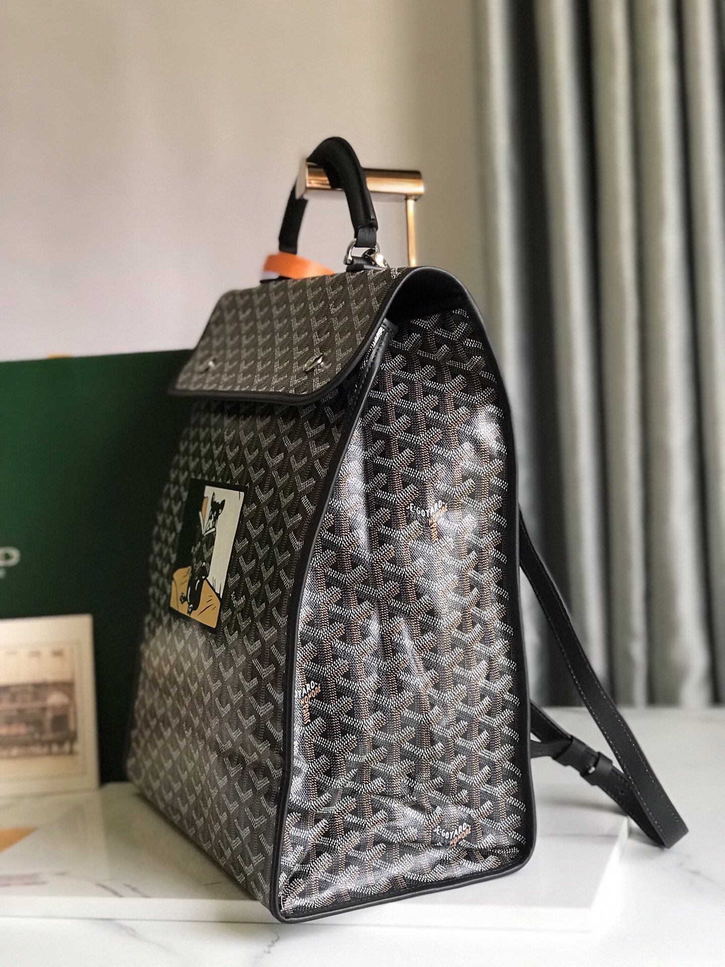 Goyard Saint Leger backpack with bulldog print canvas brown