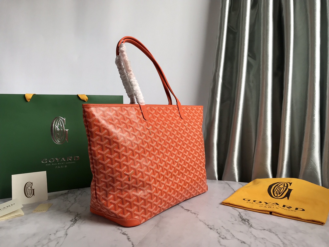 Goyard Saint Louis Orange Coated Canvas Leather GM Tote Goyard