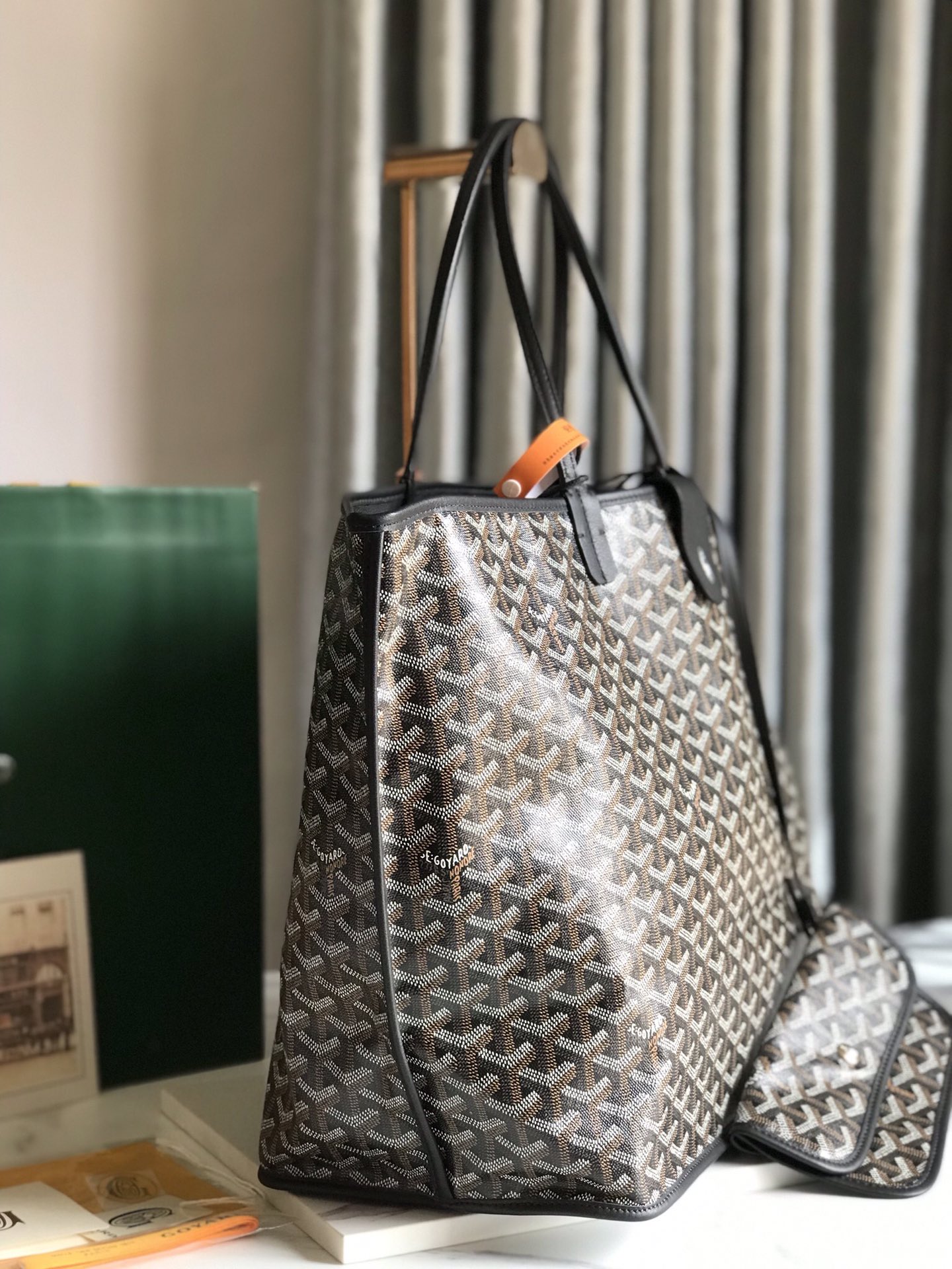 GOYARD Saint-Louis PM Tote Bag Black Used Beautiful with