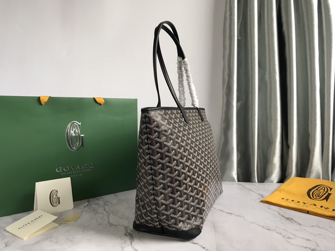 Goyard Saint Louis Pm Tote Bag Goyardine Canvas Black Amalouispm Goyard