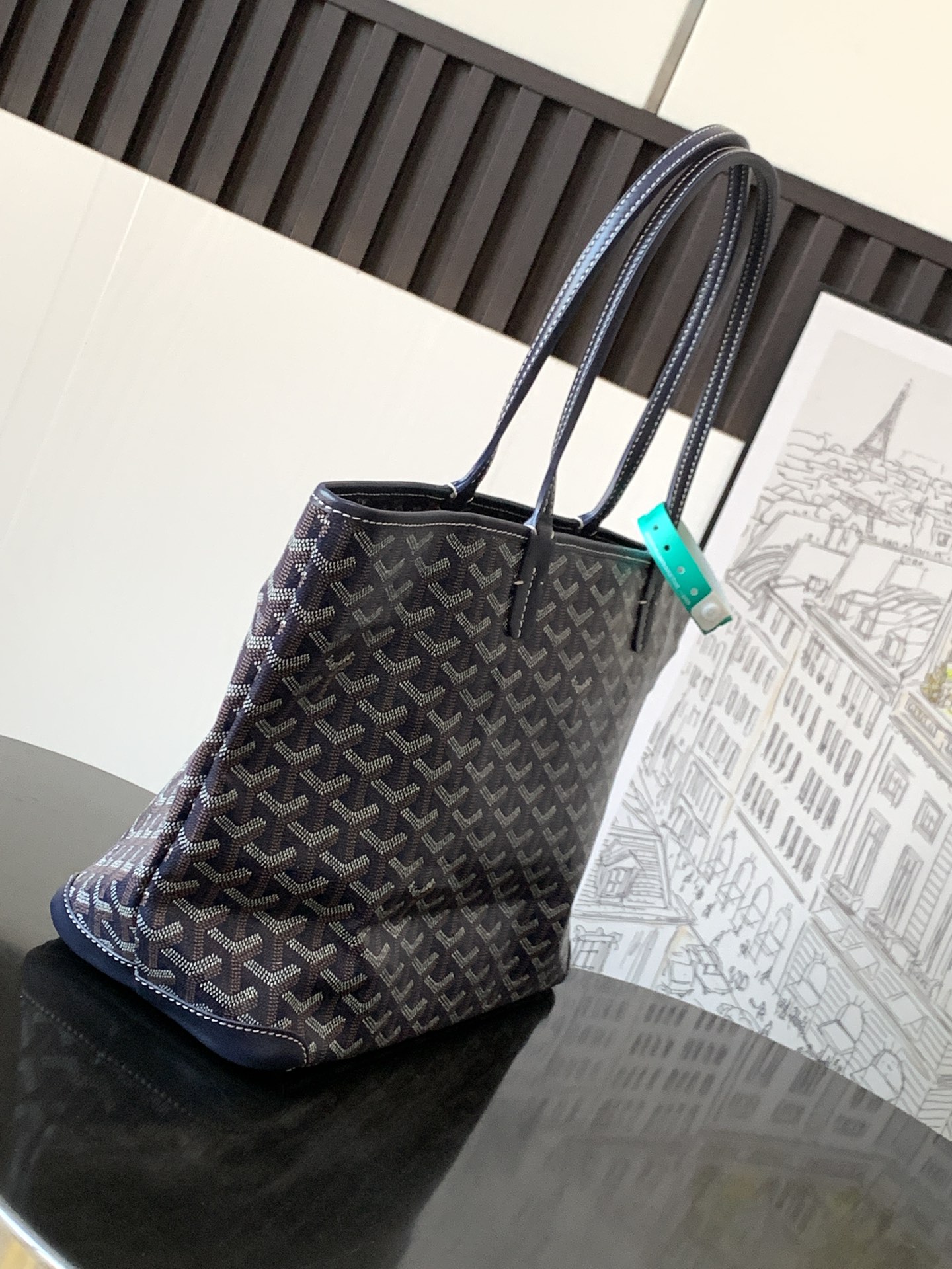 GOYARD Saint Louis PM Tote Bag Pouch Navy Marine