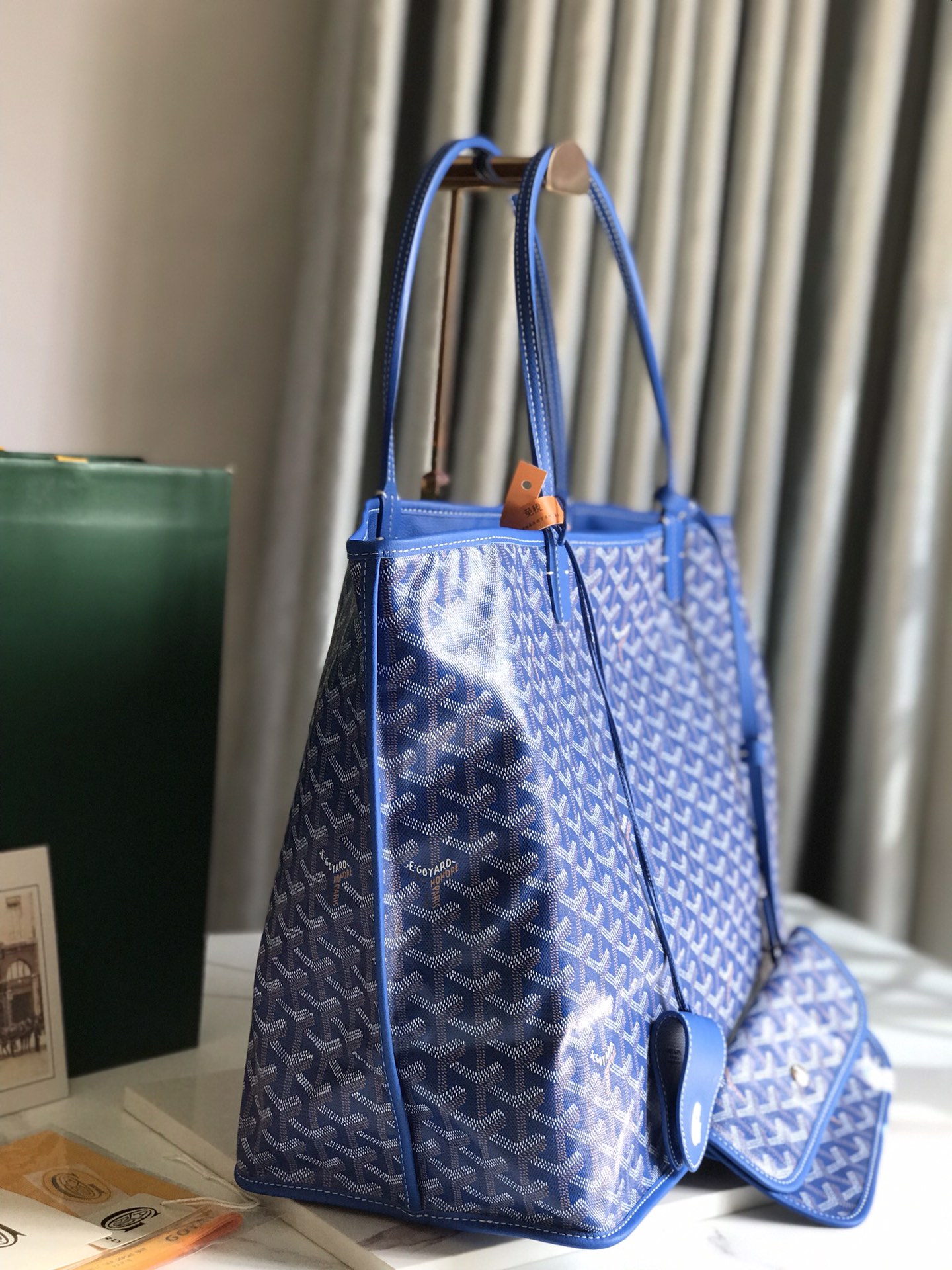 Goyard st louis blue Goyard Saint Louis Claire-Voie GM Bag Turquoise)