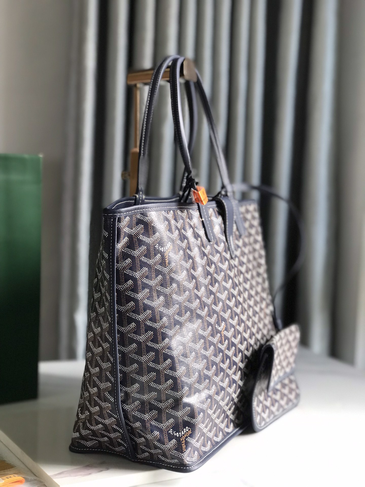 Goyard St Louis Large Black Shoulder Tote Bag and Small Wallet Goyardine Saint L