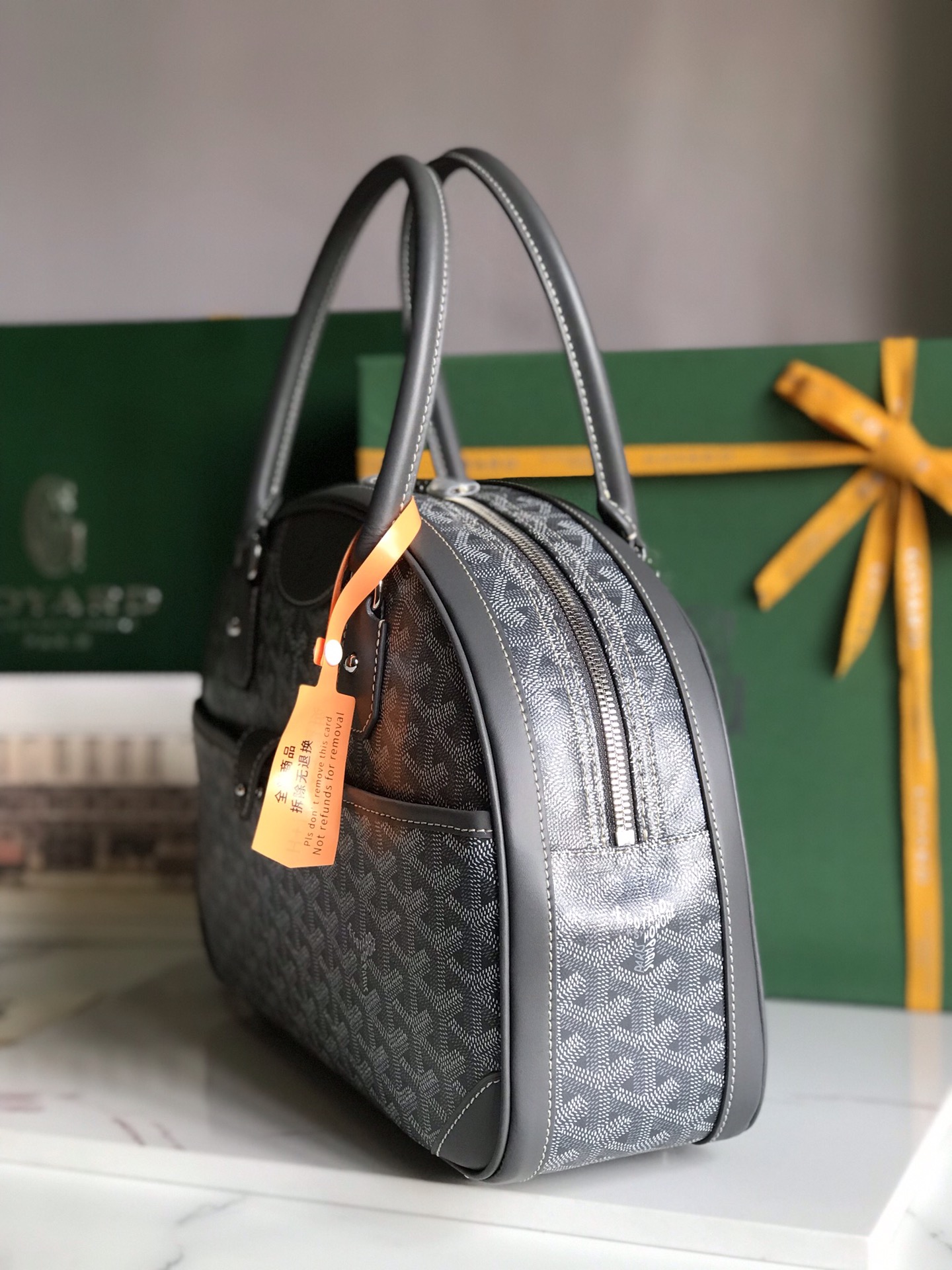 Goyard St. Jeanne MM Handbag Gray PVC Canvas Grey Cloth ref