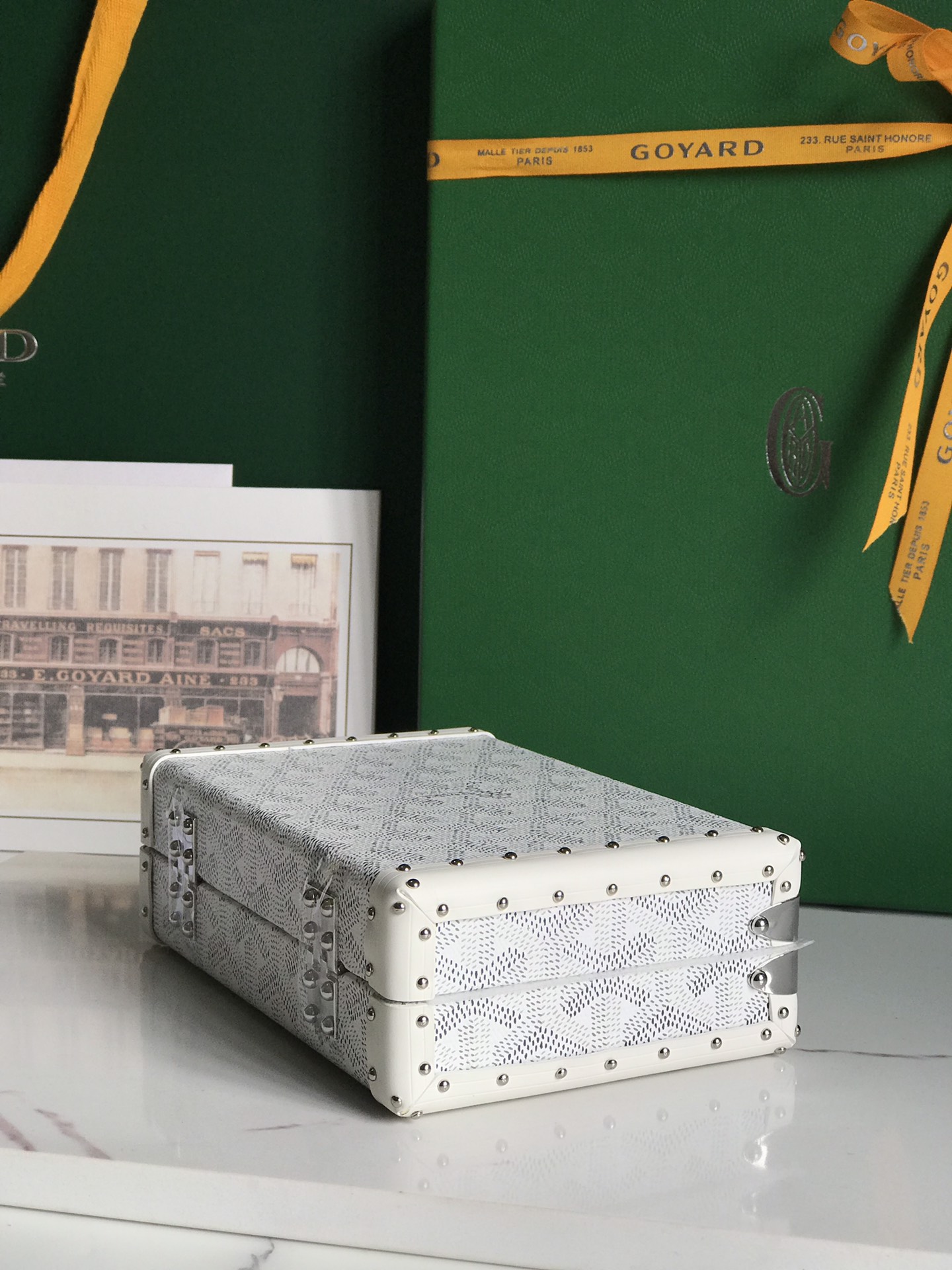 Goyard white Coated Canvas and Leather Minaudiere