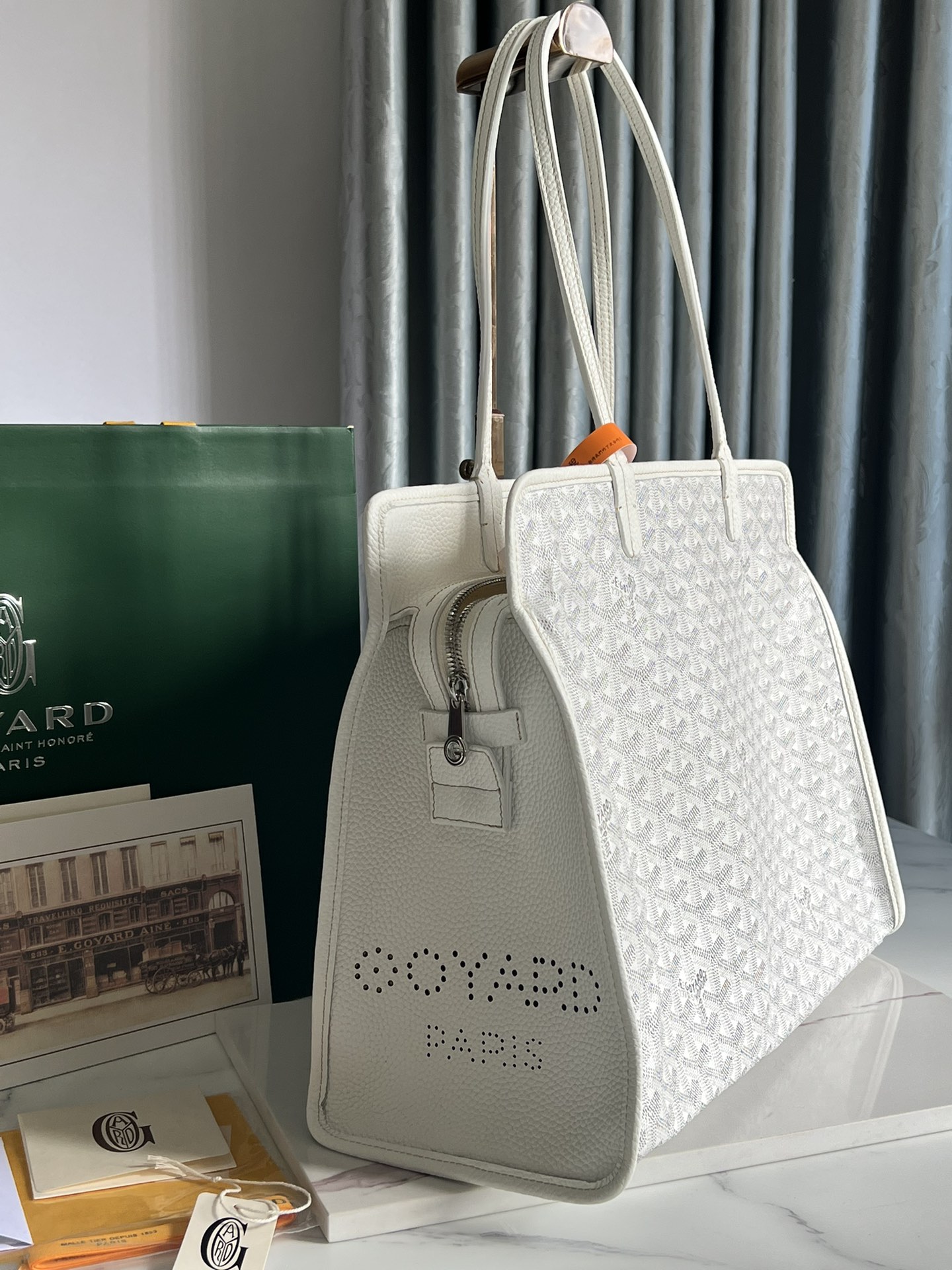 Goyard white Goyardine Coated Canvas and Leather