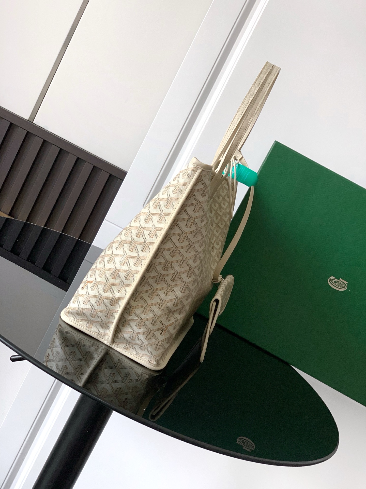 Goyard White Goyardine Coated Canvas and Leather Saint Louis