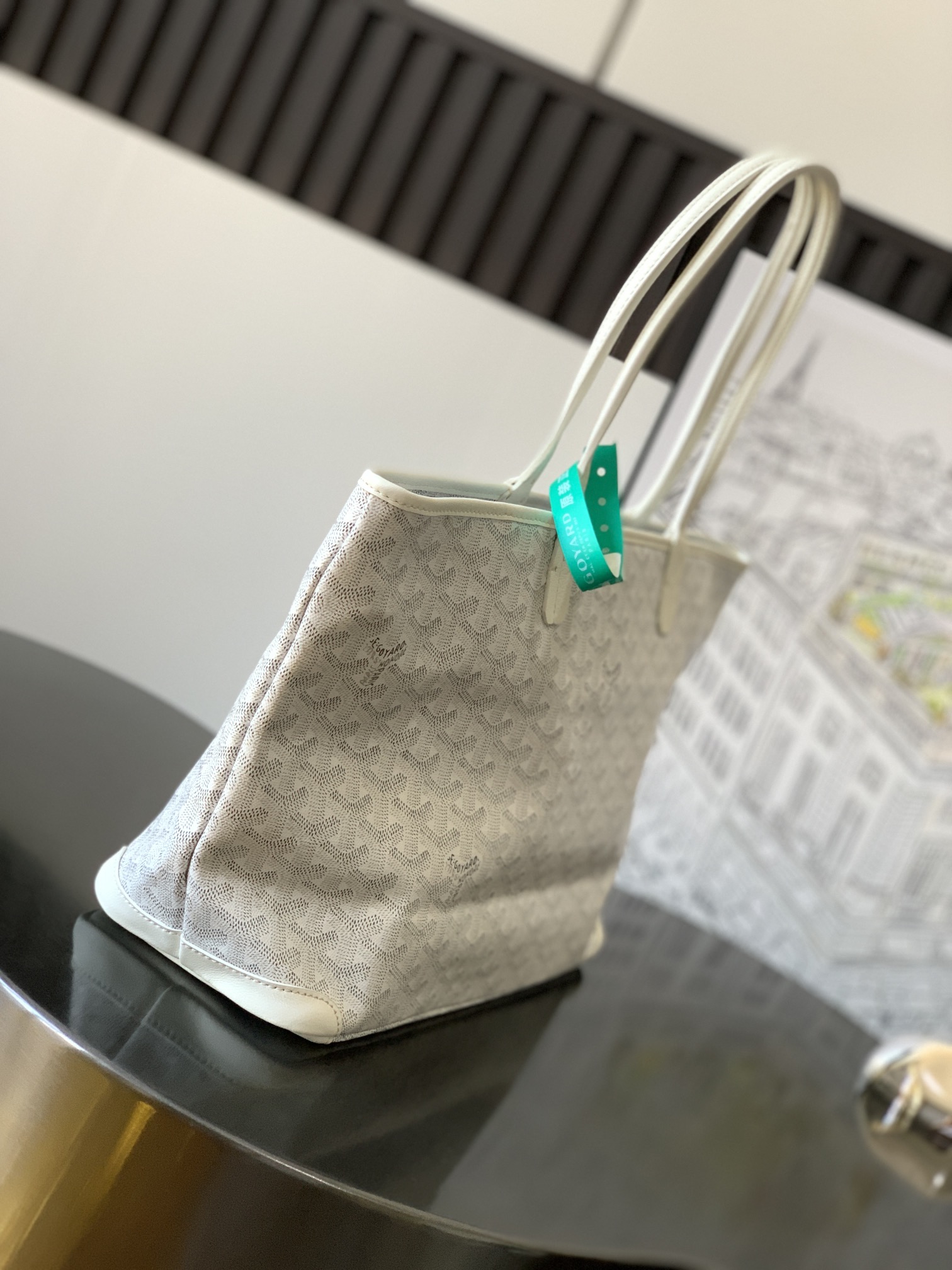 Goyard White Goyardine Coated Canvas and Leather Saint Louis