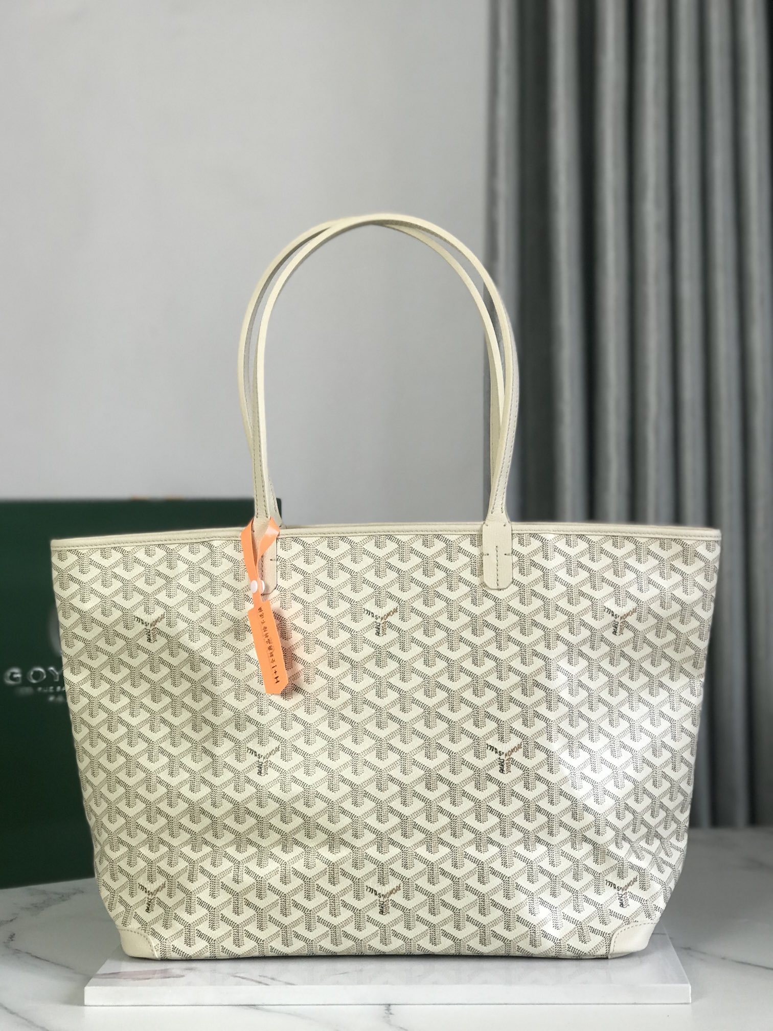 Goyard White Goyardine Coated Canvas and Leather Saint Louis