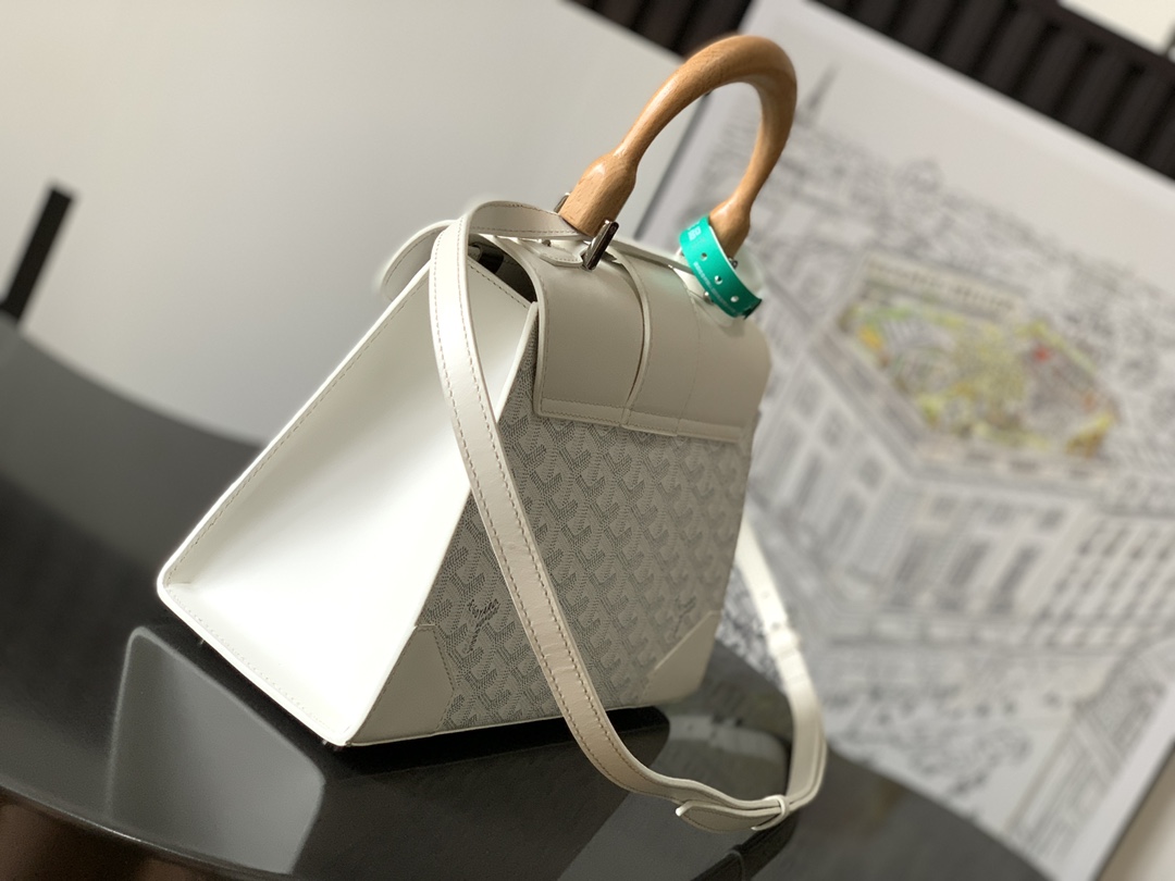 Goyard White Goyardine Saigon Structured PM Cloth Cloth