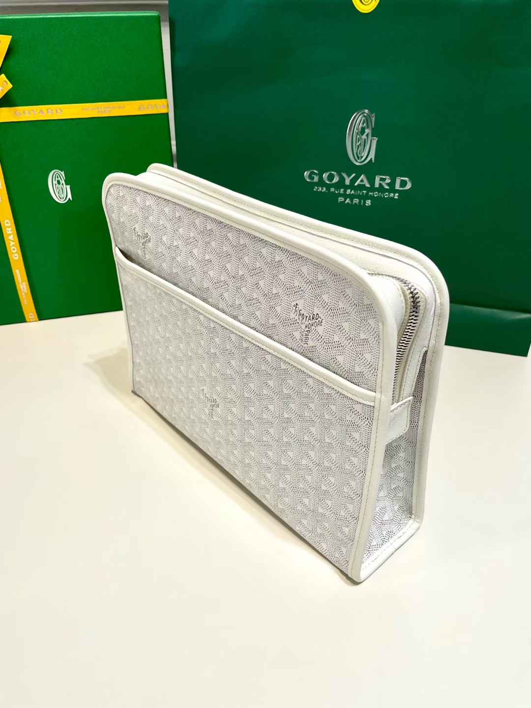 Goyard White Jouvence GM Toiletry Bag