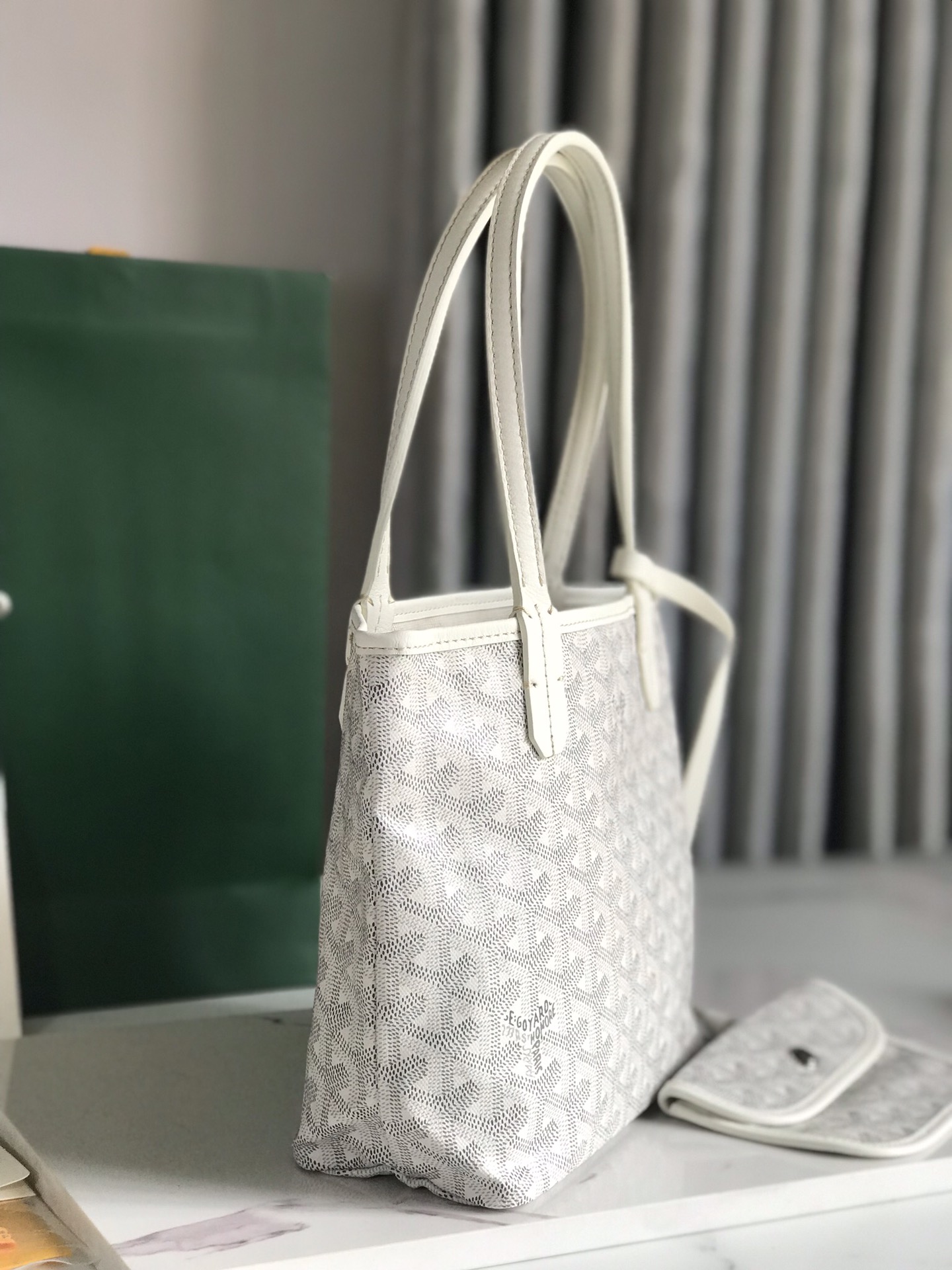 Goyard White Mini Goyardine Reversible Anjou Leather Cloth