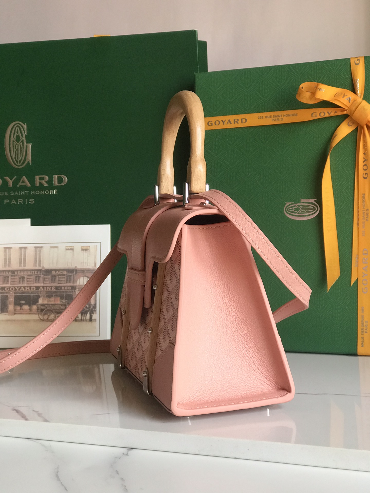 Goyard Women's BAG Saïgon PM in Toile Goyardine & bang pink