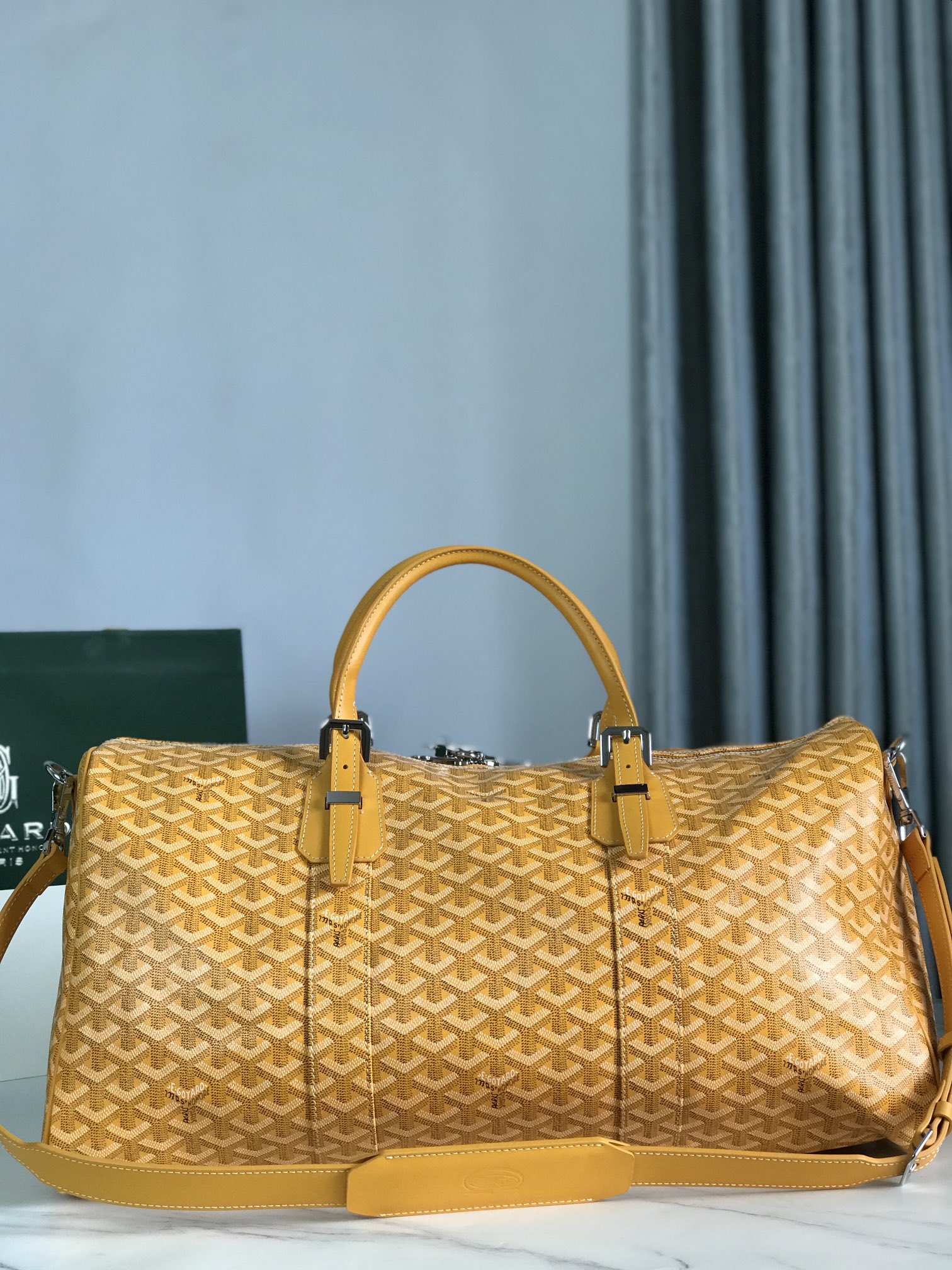 Goyard yellow Goyardine Coated Canvas Croisjour 55 Boston Bag