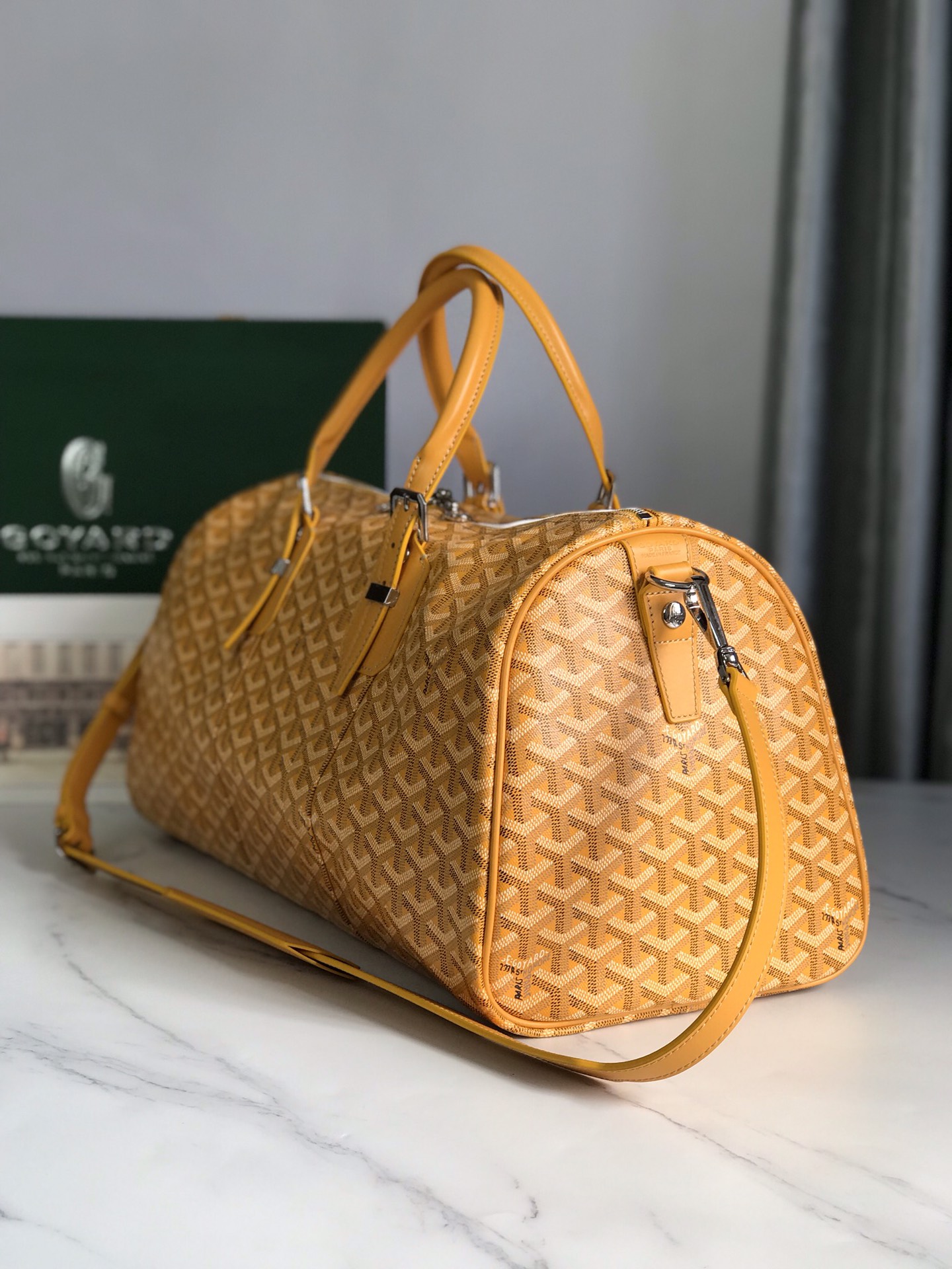 Goyard yellow Goyardine Coated Canvas Croisjour 55 Boston Bag