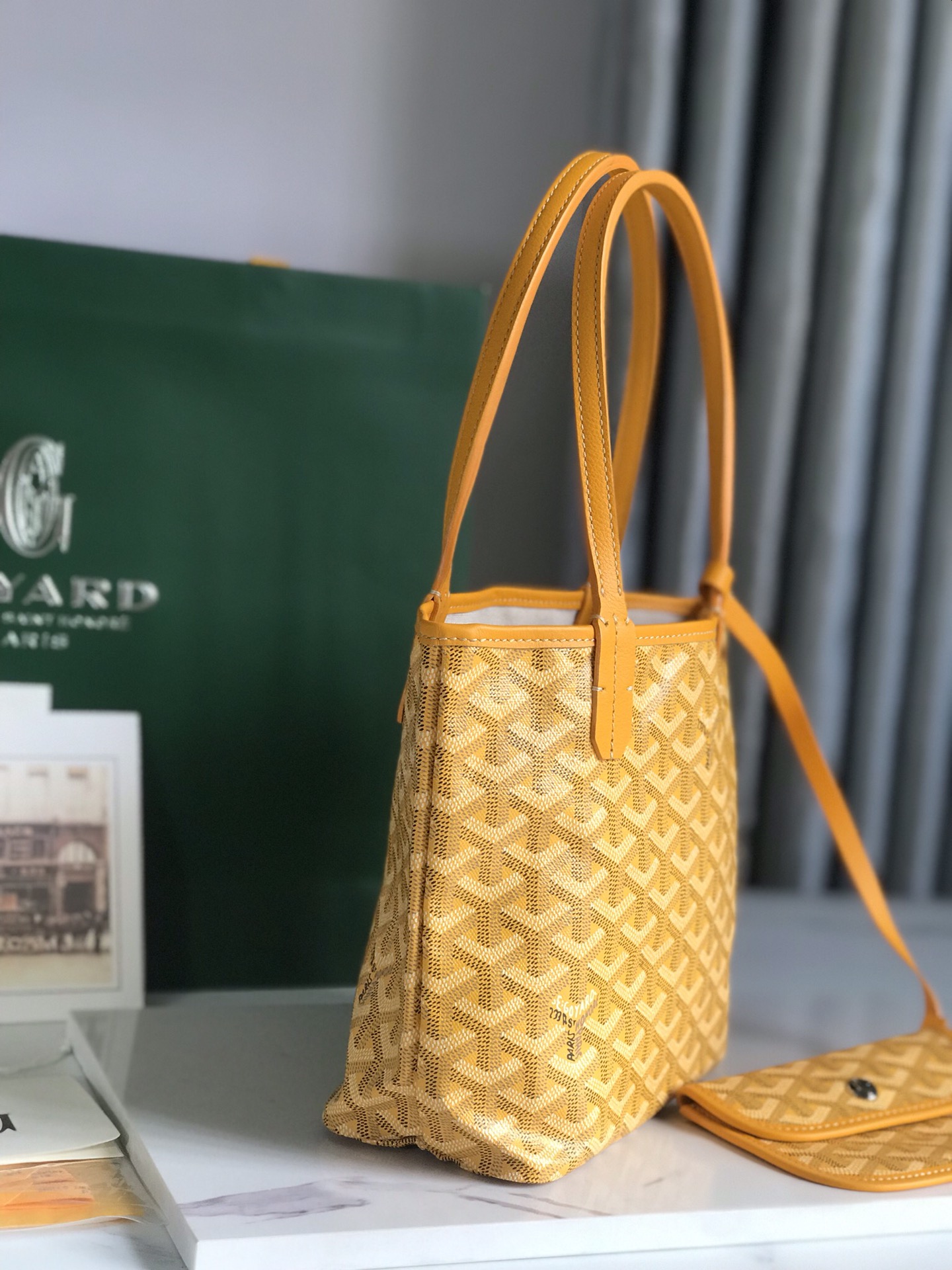 Goyard Yellow Mini Reversible Anjou Tote Bag Cloth Cloth