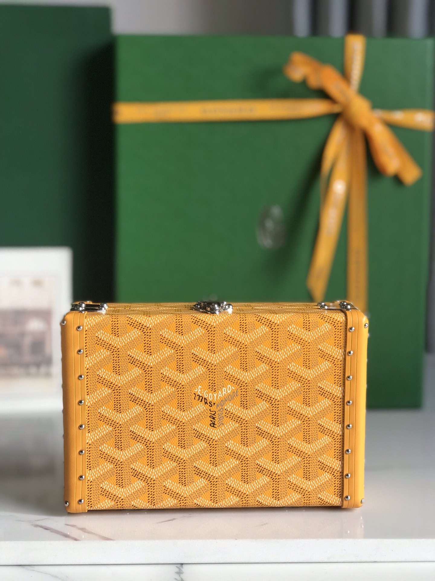 Goyard Yellow/Gold Coated Canvas and Leather Minaudiere