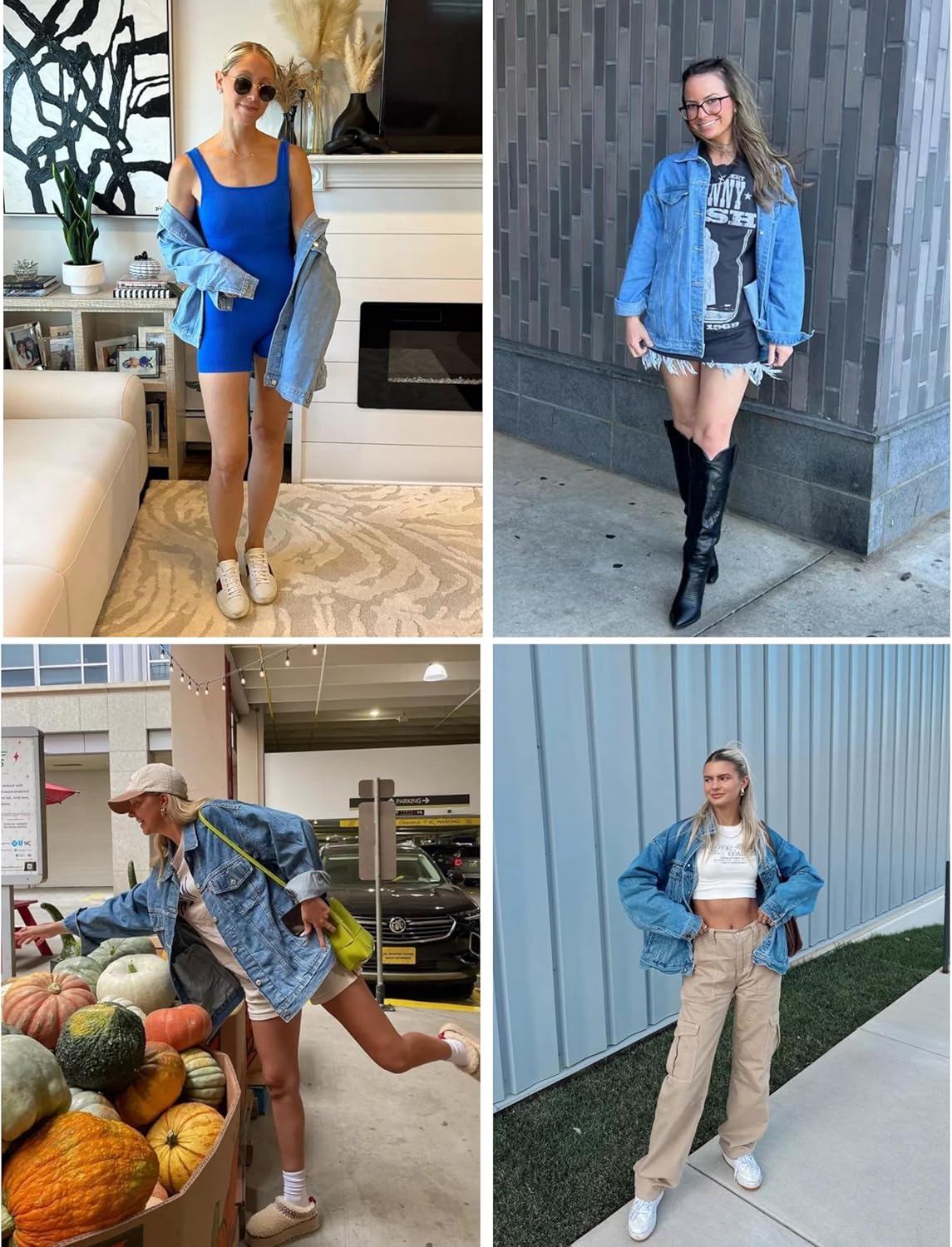 Gozoloma Women’s Casual Loose Oversized Denim Jacket Long Sleeved Button Jean Jacket Coat Tops