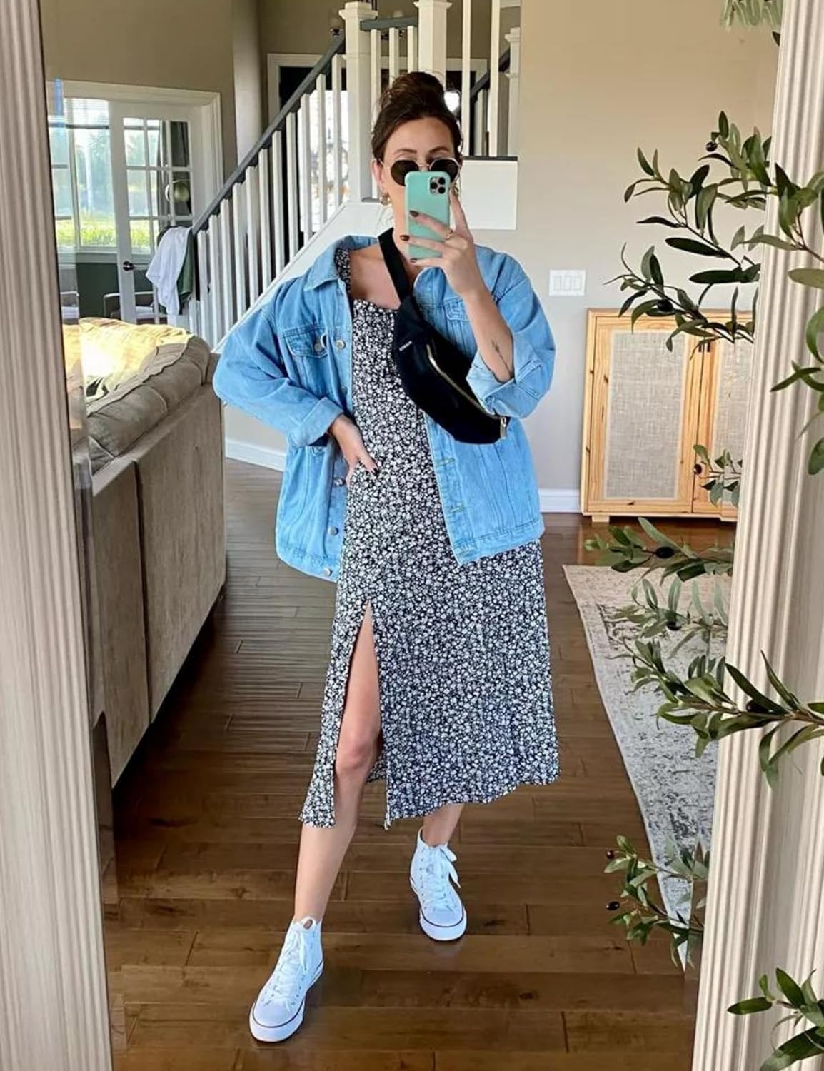 Gozoloma Women’s Casual Loose Oversized Denim Jacket Long Sleeved Button Jean Jacket Coat Tops