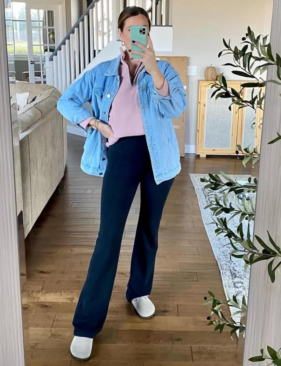 Gozoloma Women’s Casual Loose Oversized Denim Jacket Long Sleeved Button Jean Jacket Coat Tops