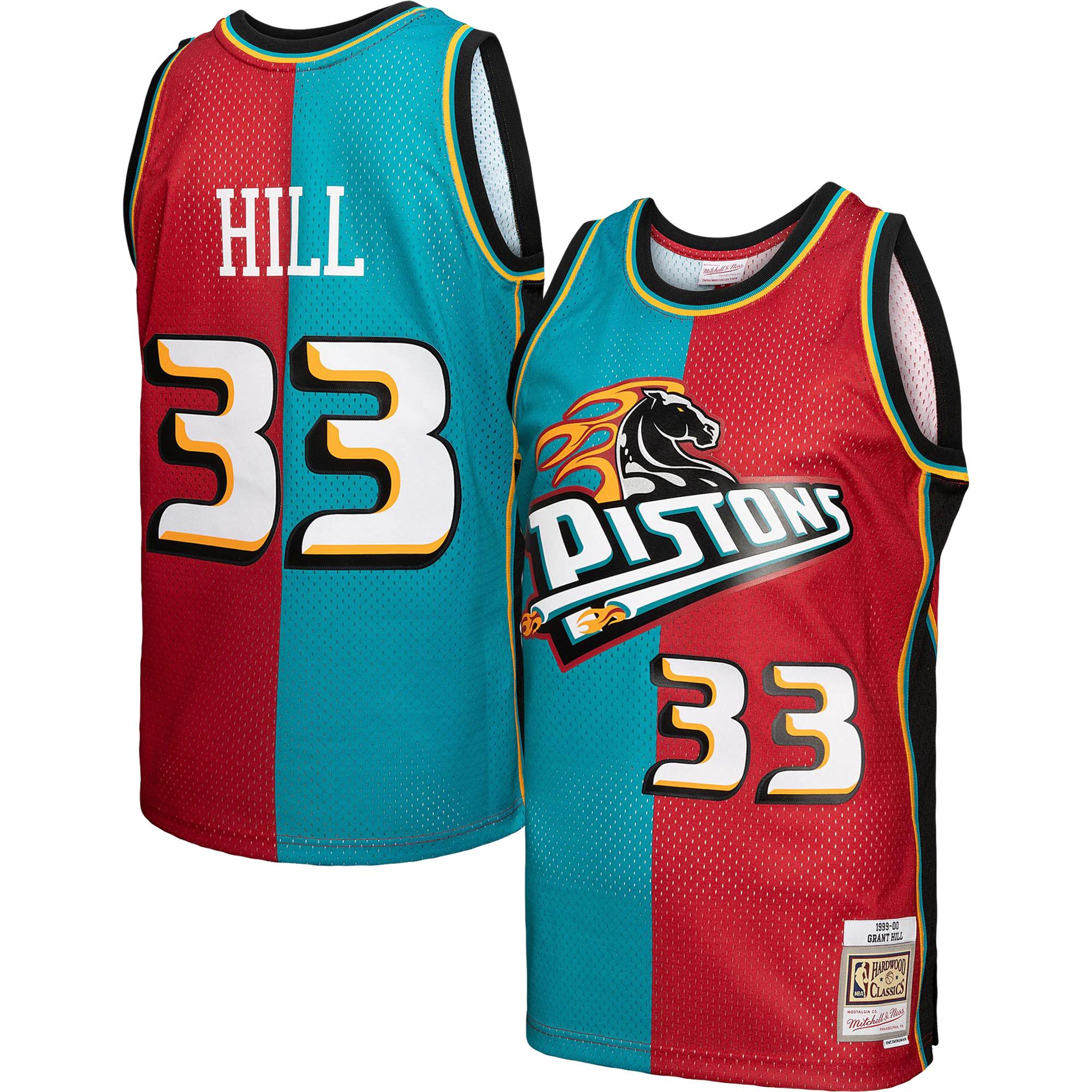 Mitchell Ness Grant Hill Split Jersey - Exclusive 1999/00 Pistons Ultimate Fan Gear
