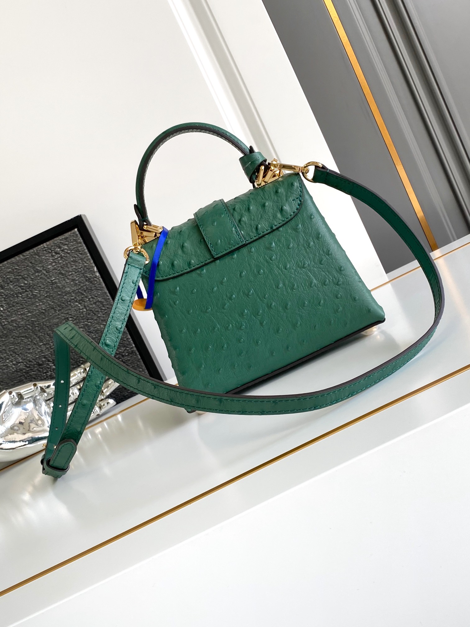 Green Rose Des Vents mini ostrich purse Louis Vuitton NIB 100%