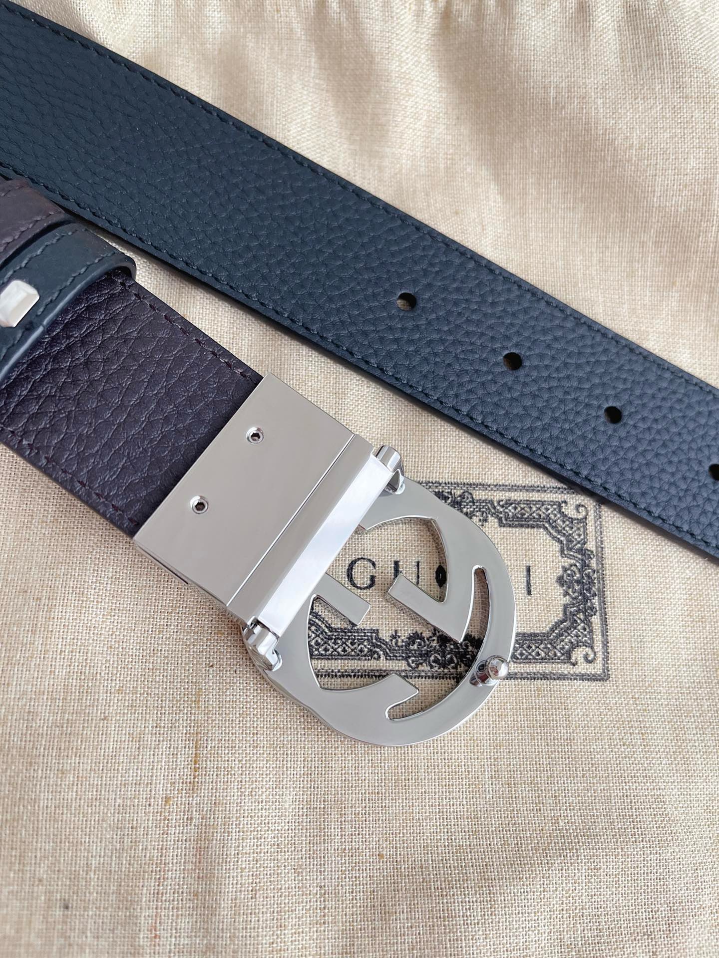 GUCCI 432707 GG buckle belt Leather Black