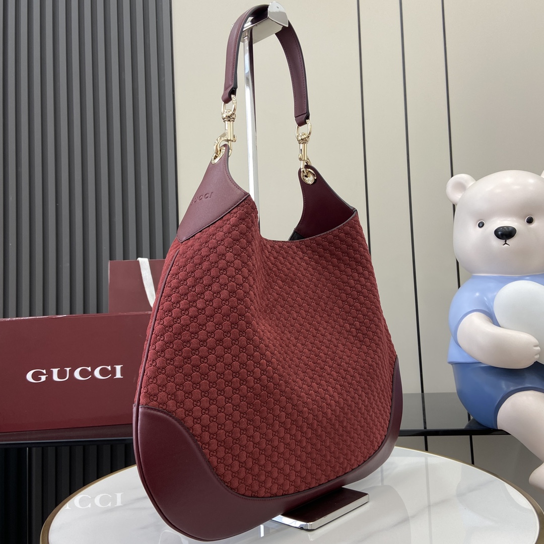 Gucci B maxi shoulder bag in red GG suede | GUCCI
