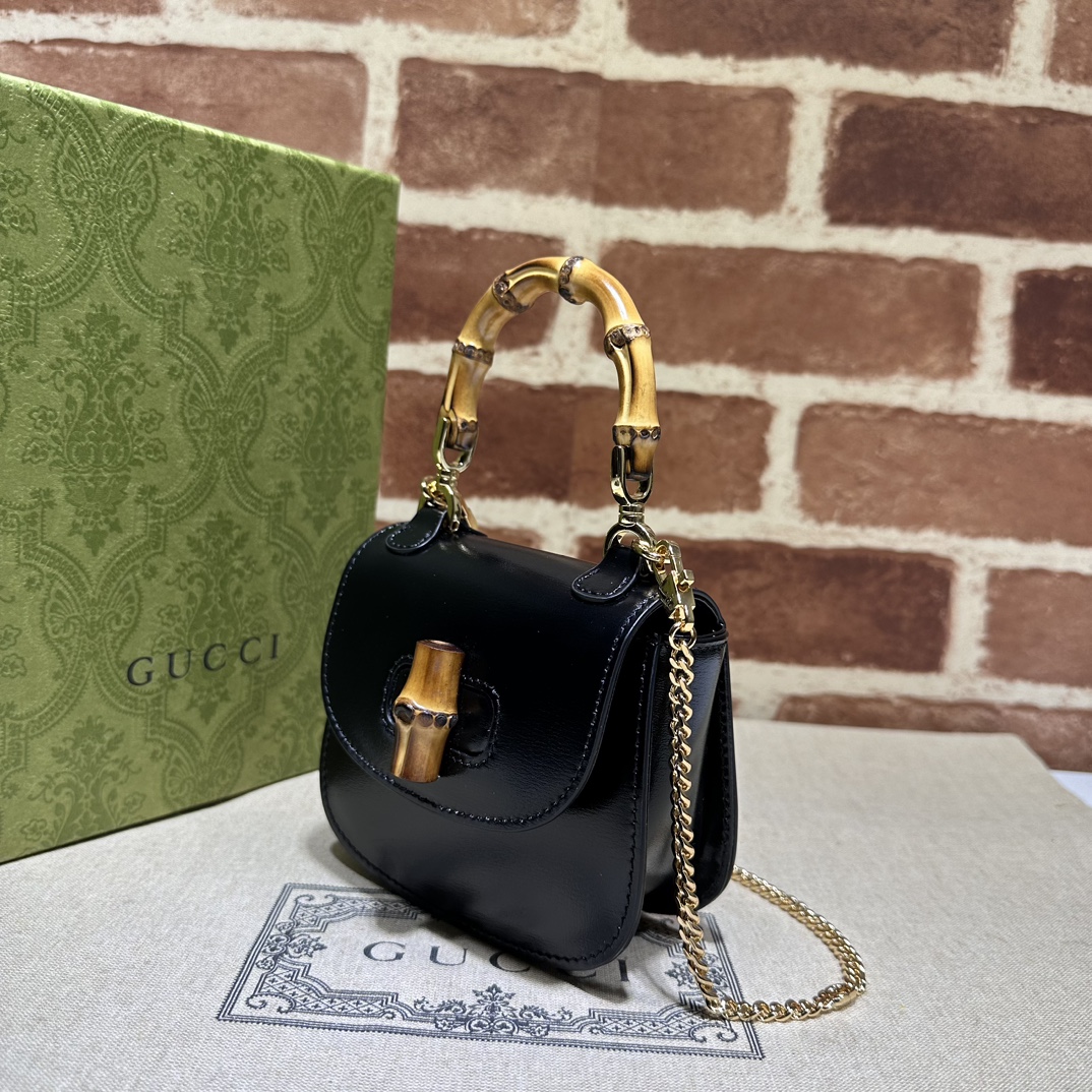 Gucci Bamboo 1947 nano bag in black leather | GUCCI