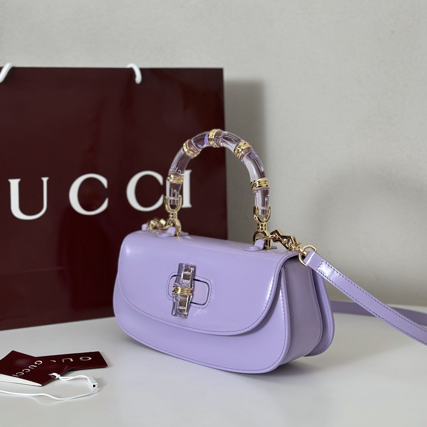 Gucci Bamboo Diva medium bag in lilac leather | GUCCI