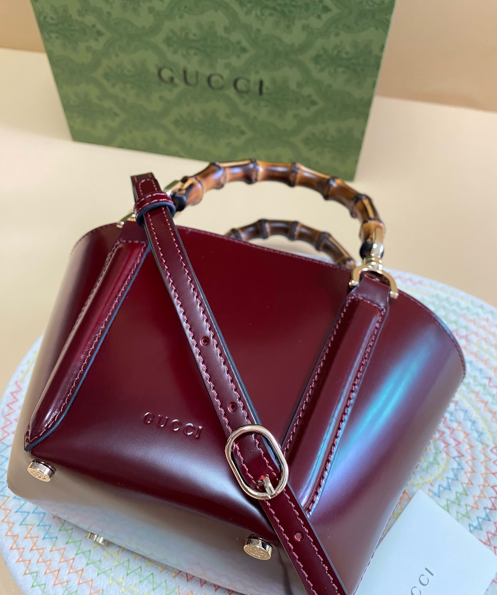 Gucci Bamboo Mini Tote Burgundy | Stunning 100% Premium Leather Bag