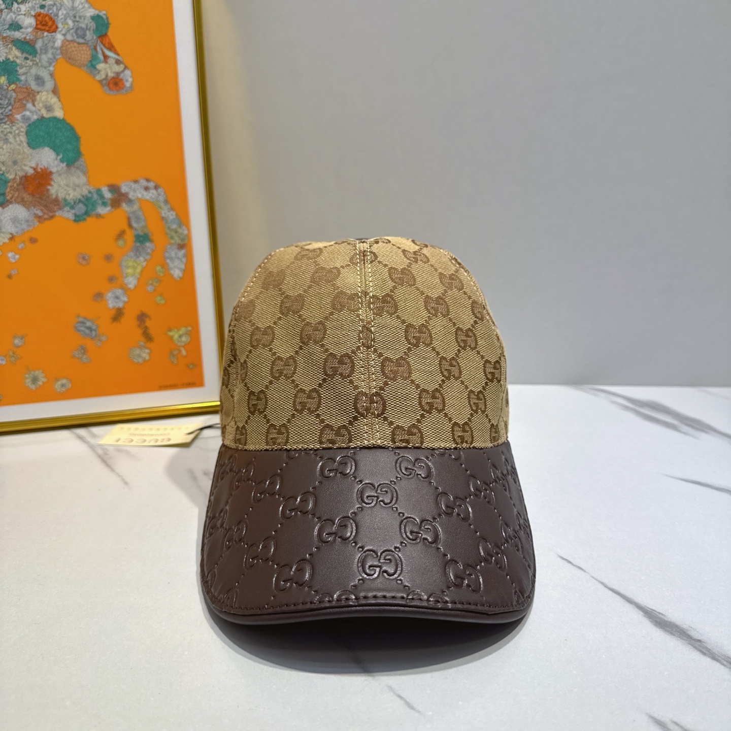 Gucci Monogram Leather Cap - Gucci Monogram Canvas & Leather Cap