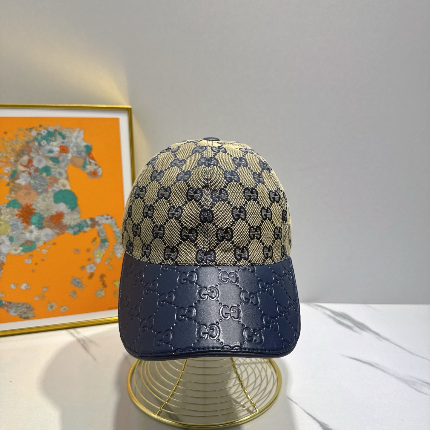 canvas Gucci Beige GG Baseball Cap - Gucci Beige GG Canvas Blue