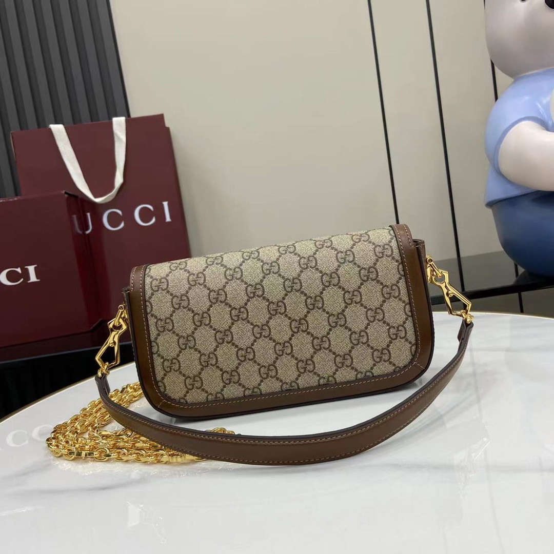 Gucci Beige and Brown Leather Horsebit 1955 Small Shoulder