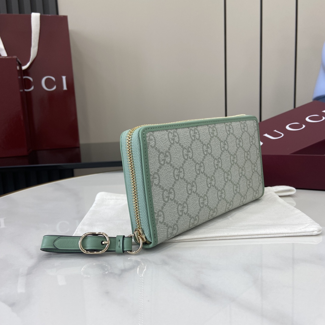 Gucci Beige Canvas Nice GG Supreme Zip Around Wallet