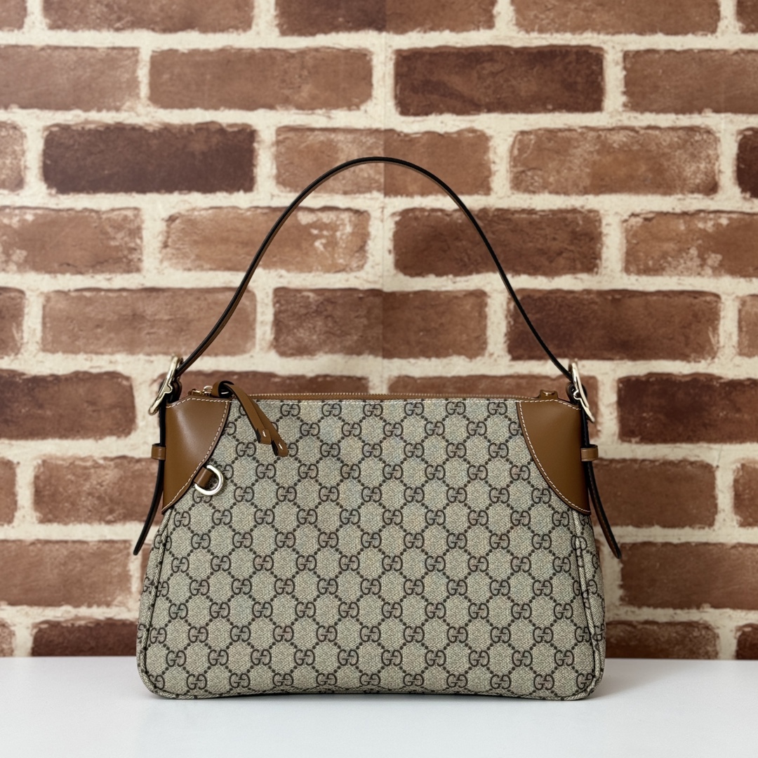 Gucci Beige/Brown Pvc Leather GG Emblem Medium One Shoulder Bag