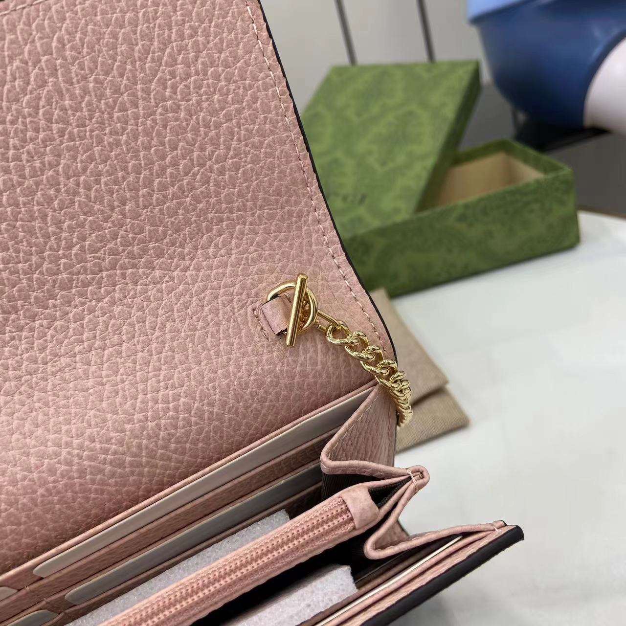 Gucci Beige/Pink GG Supreme Canvas Marmont Wallet on