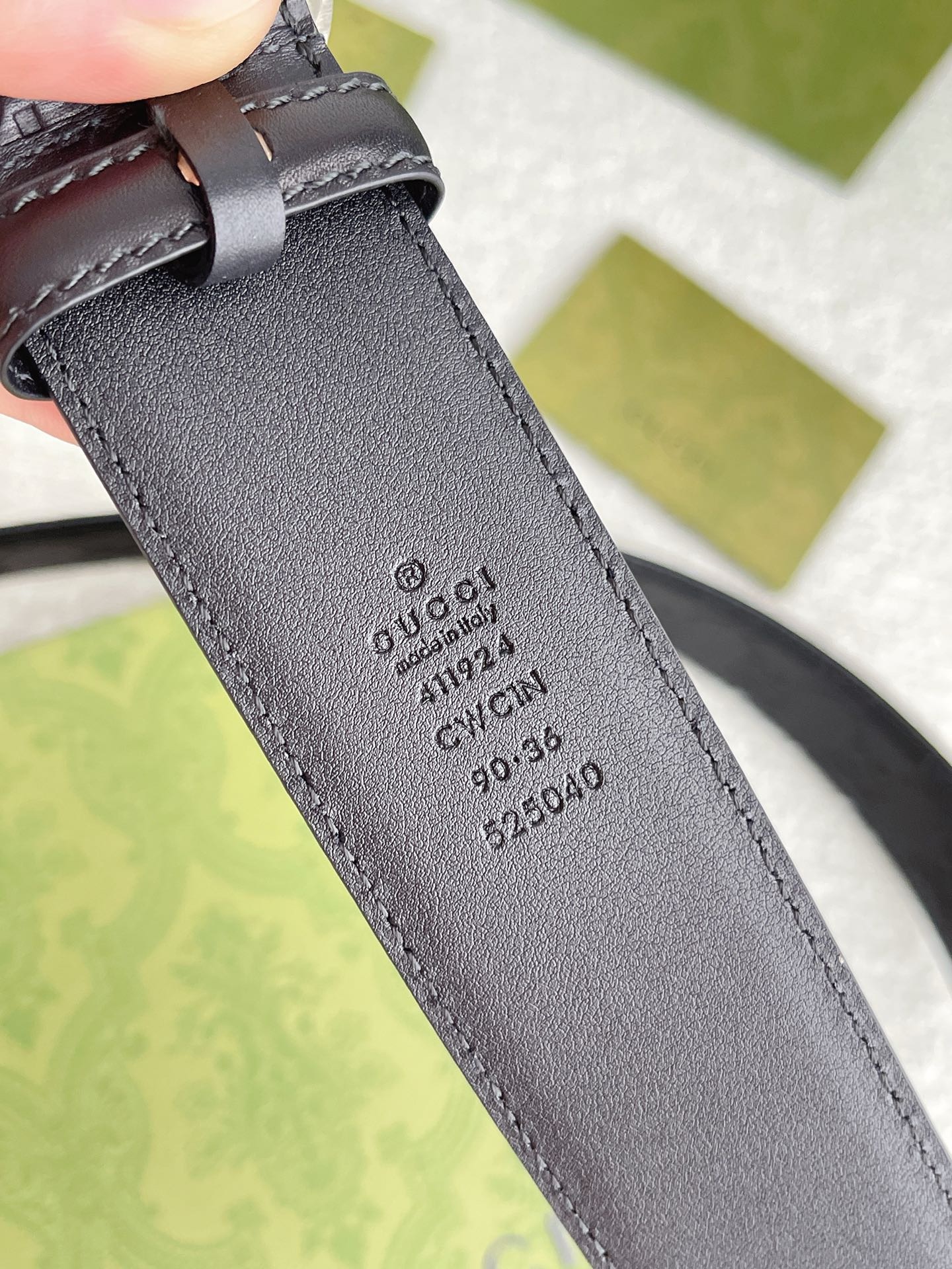 GUCCI belt Black total pattern mens 411924 Used