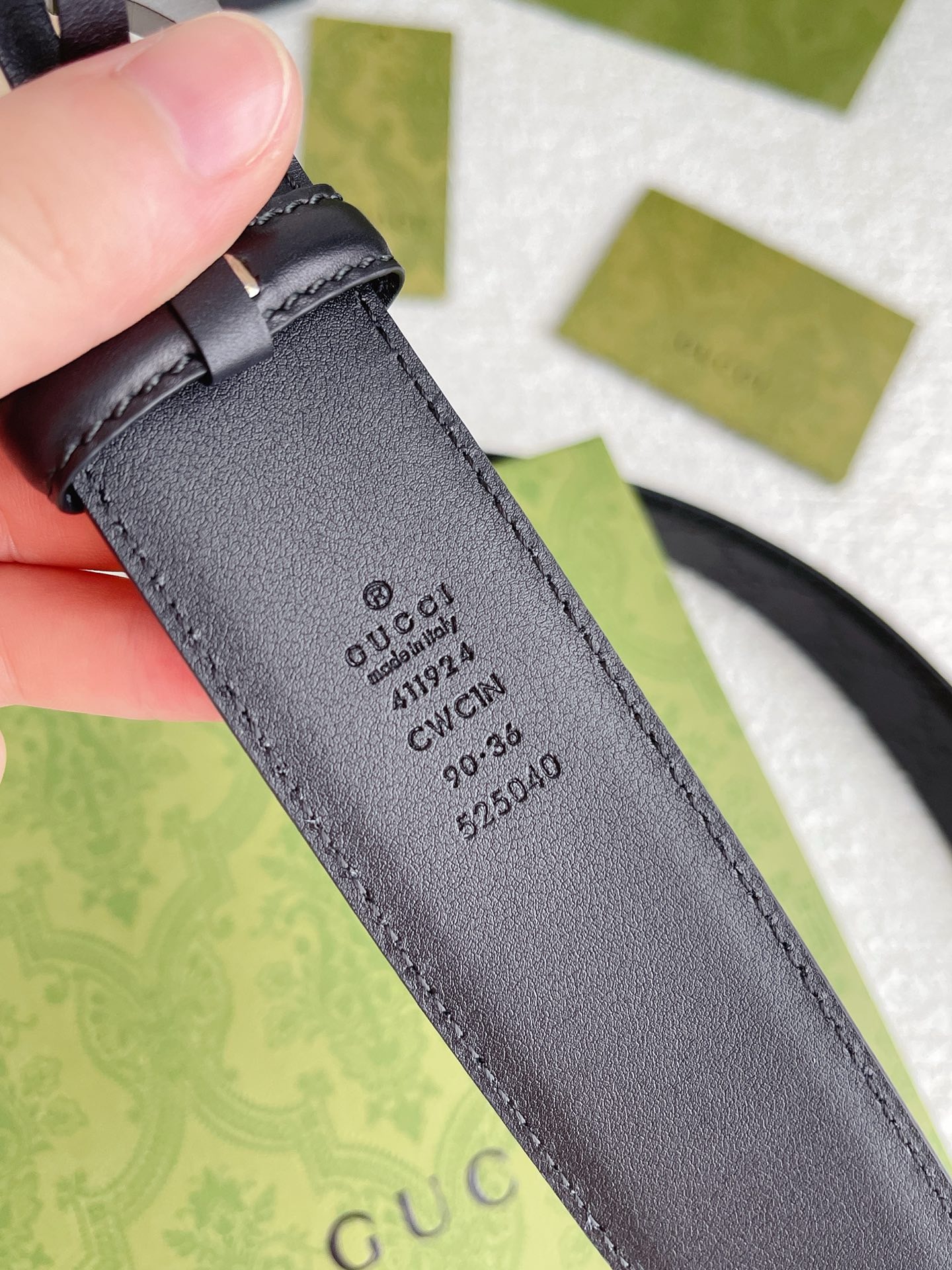 GUCCI Belt Leather BLK All-over Men's 411924