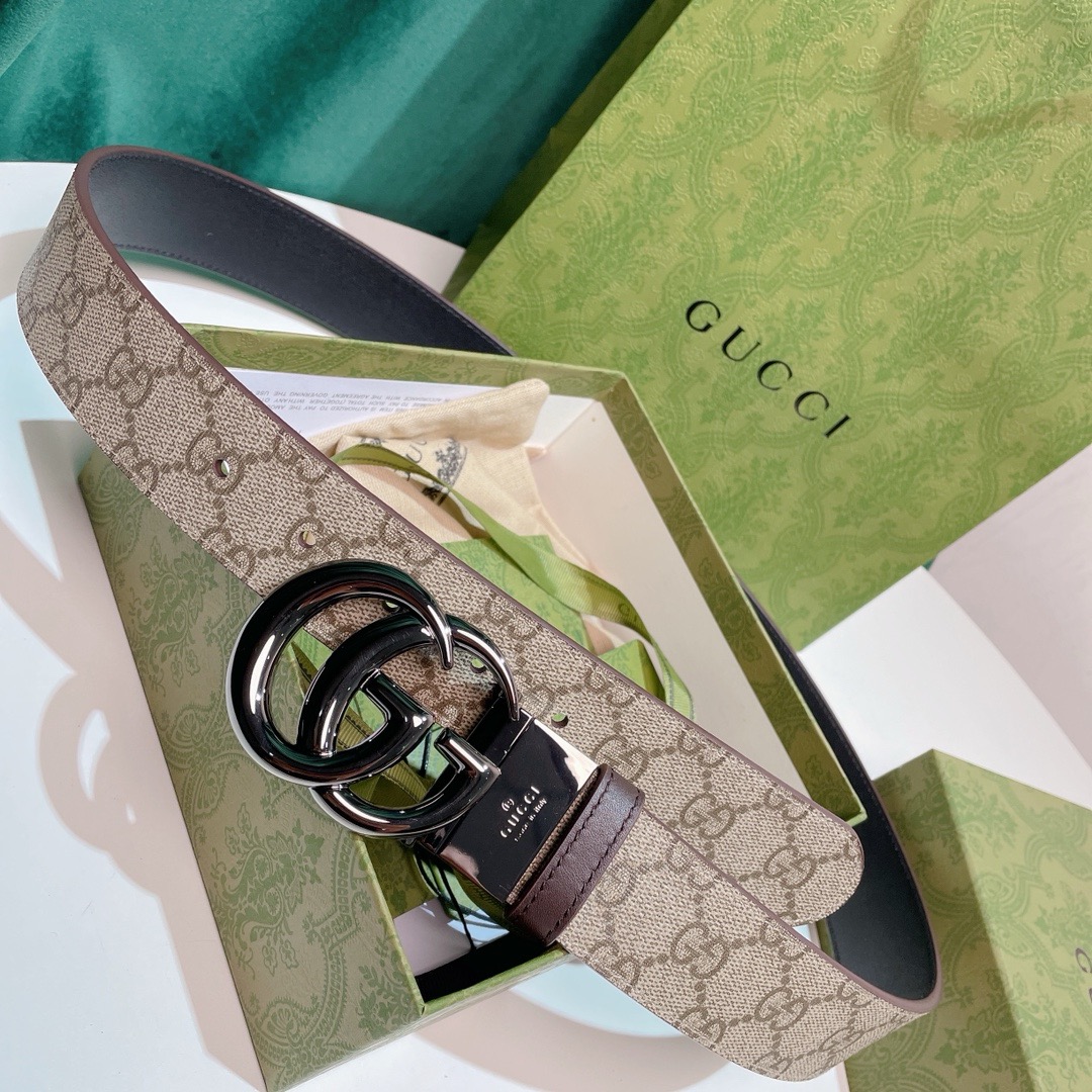 silver Gucci Beige GG Supreme Belt - Gucci Beige GG Supreme Belt 2