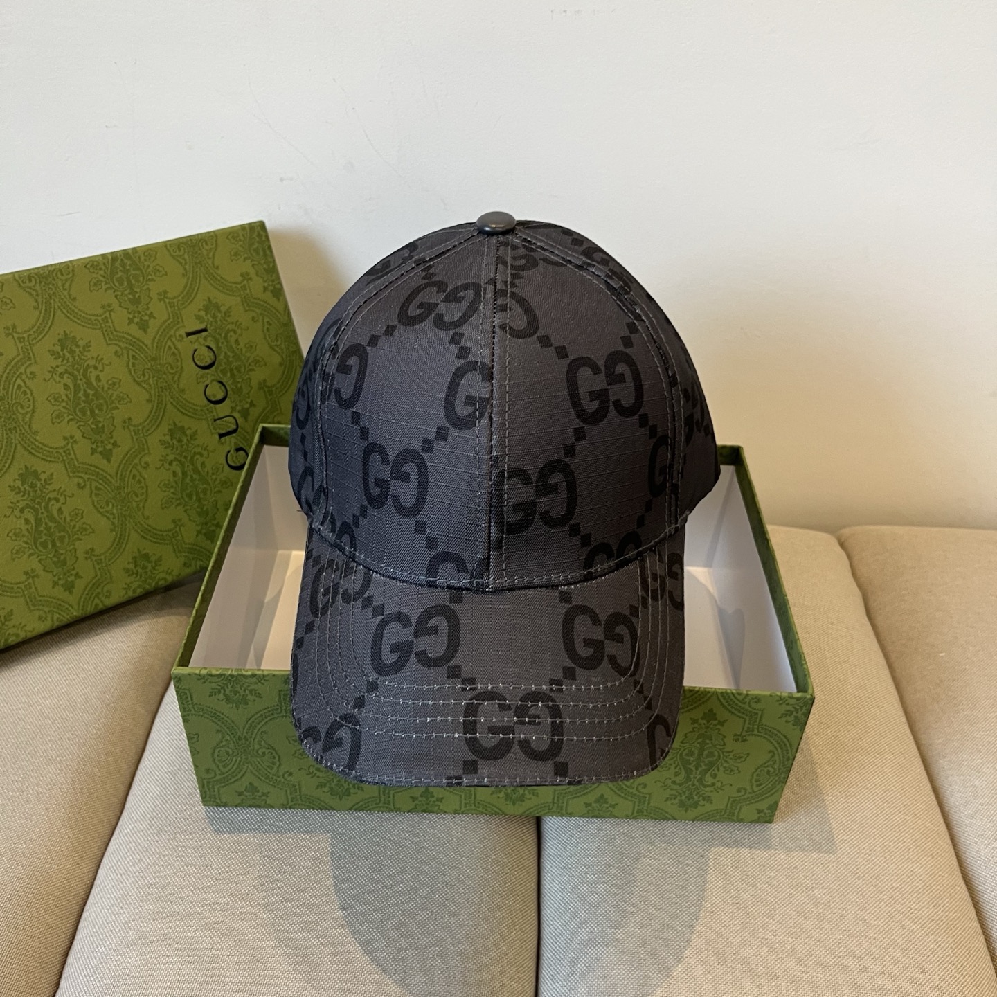 Gucci Grey GG Canvas Cap - Gucci Grey GG Canvas Baseball Cap