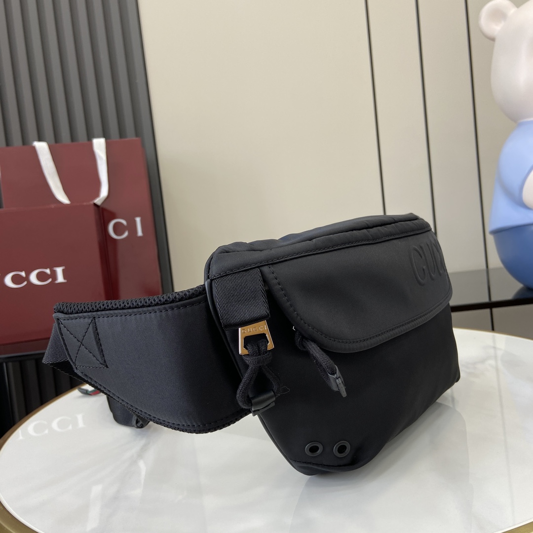 Gucci Black Leather Logo Belt Bag Small Gucci