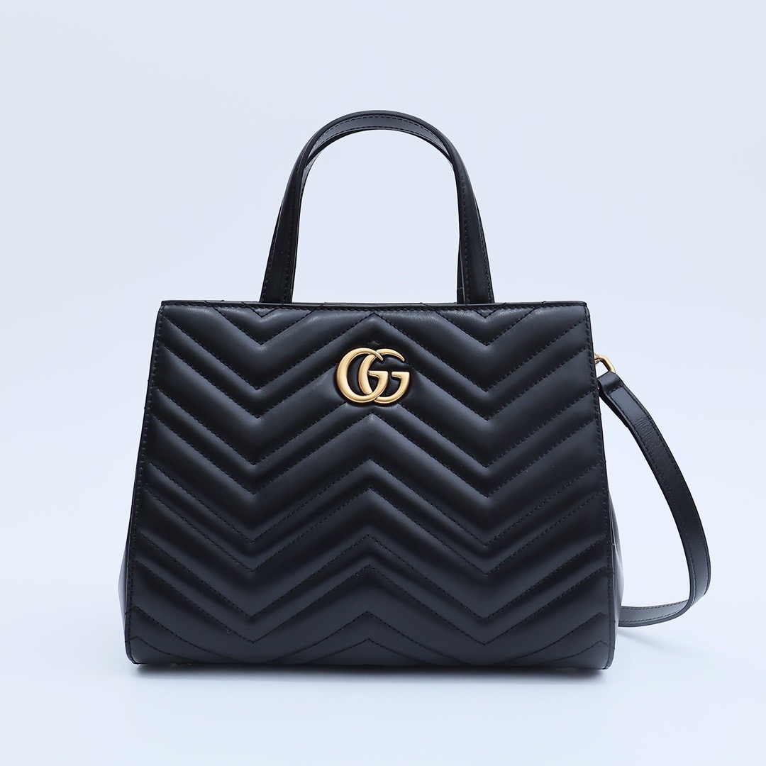 Gucci Black Matelassé Marmont Medium