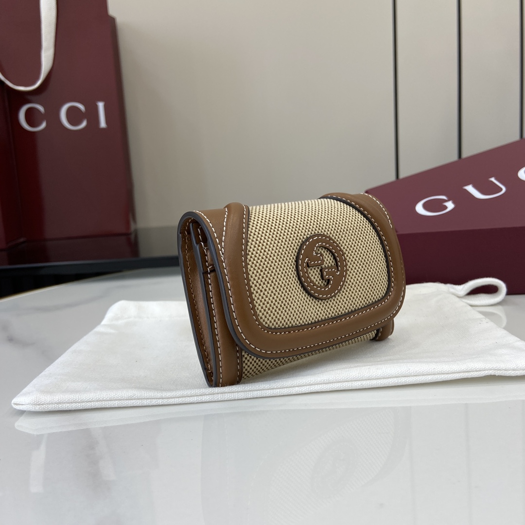 Gucci Blondie card case in beige and brown GG canvas
