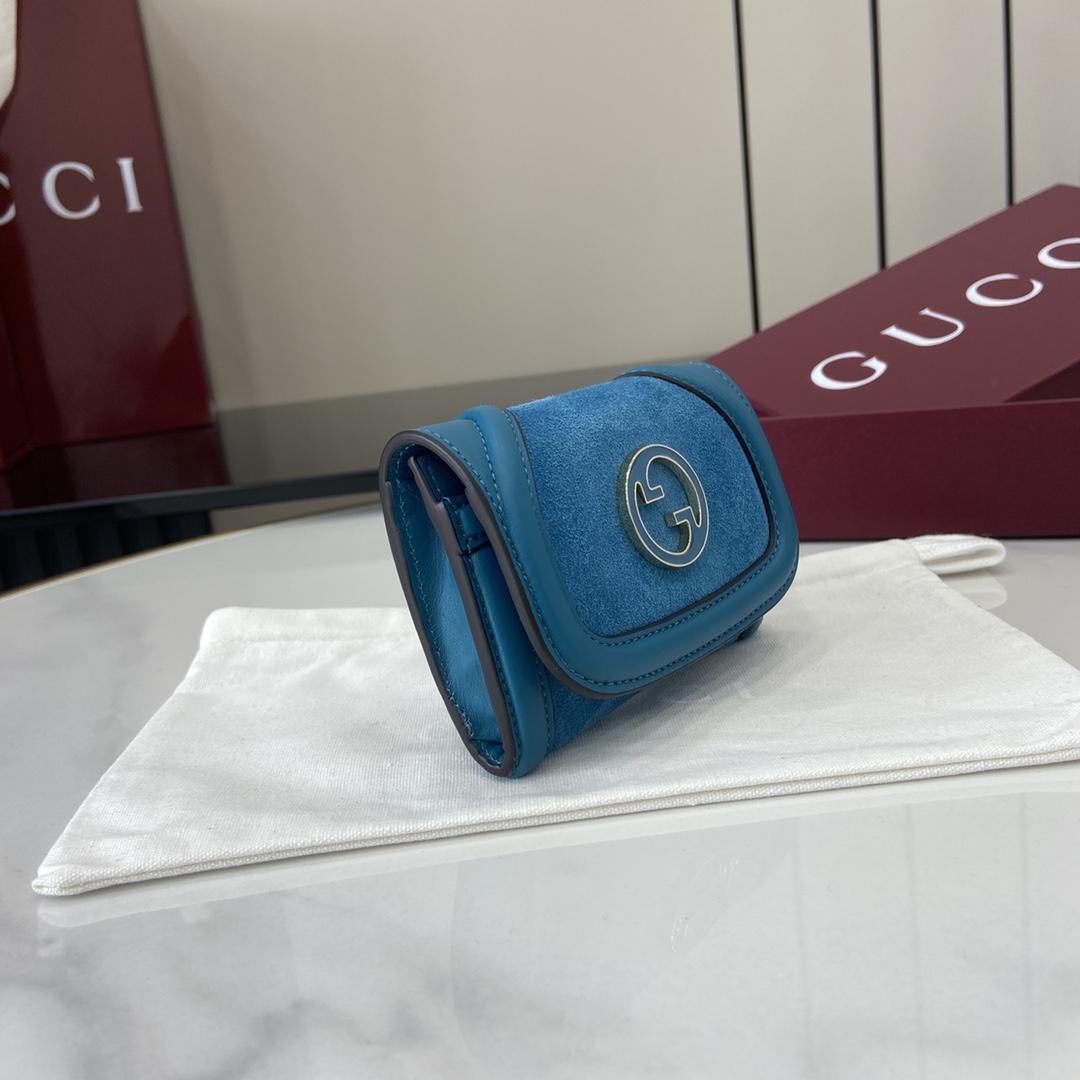 Gucci Blondie card case in BlUE Leather | GUCCI SI